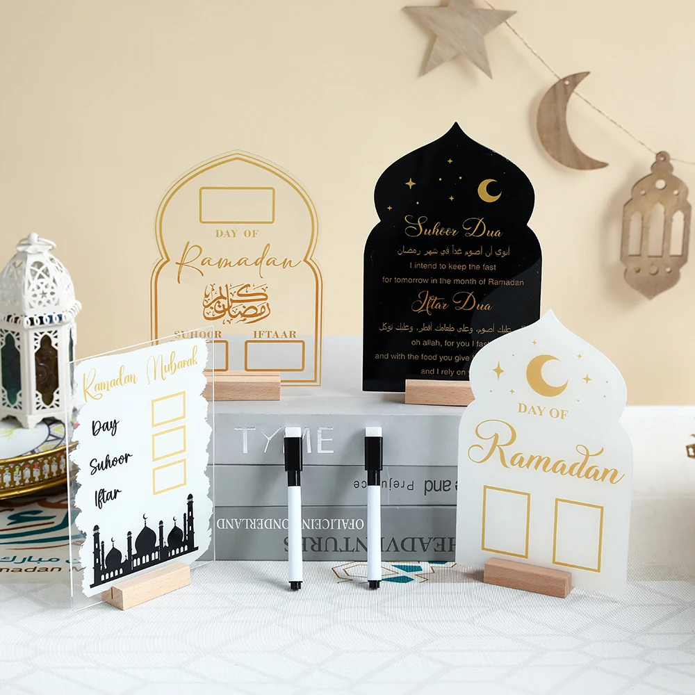 Acrylic Ramadan Countdown Calendar Wooden Base Calendar with Pen Eid Mubarak Table Ornament Muslim Islamic Festival Party Decors
Acrylic Ramadan Countdown Calendar Wooden Base Calendar with Pen Eid Mubarak Table Ornament Muslim Islamic Festival Party Decors