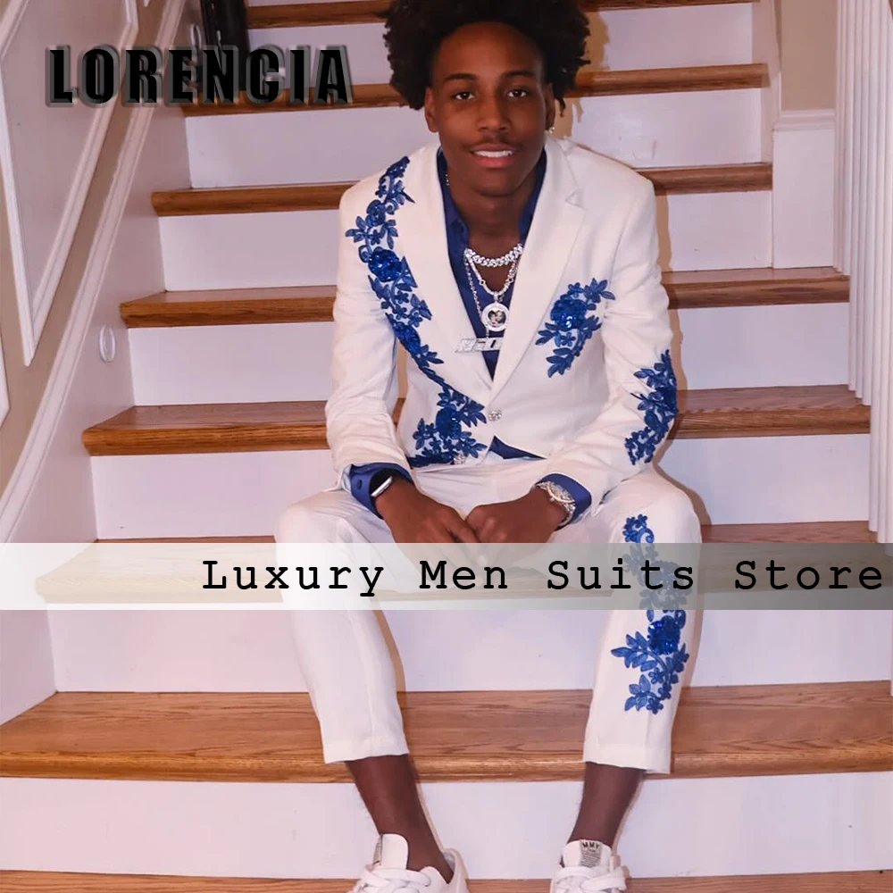 Casual Crystal Men Suits 2 Pieces Applique Wedding Party Outfit Customized Single Breasted Blazer Pants traje de hombre elegante
Casual Crystal Men Suits 2 Pieces Applique Wedding Party Outfit Customized Single Breasted Blazer Pants traje de hombre elegante