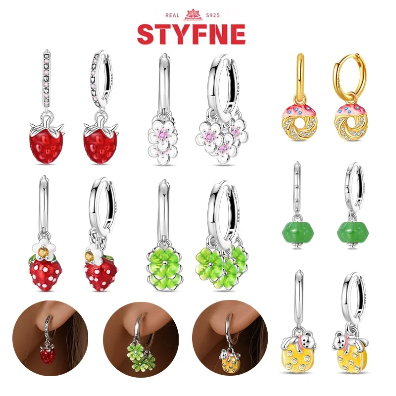 925 Silver Strawberry Green Clover Colored Zircon Original Design Hoop Earrings Making Jewelry for Women Party Fine Jewelry Gift
925 Silver Strawberry Green Clover Colored Zircon Original Design Hoop Earrings Making Jewelry for Women Party Fine Jewelry Gift