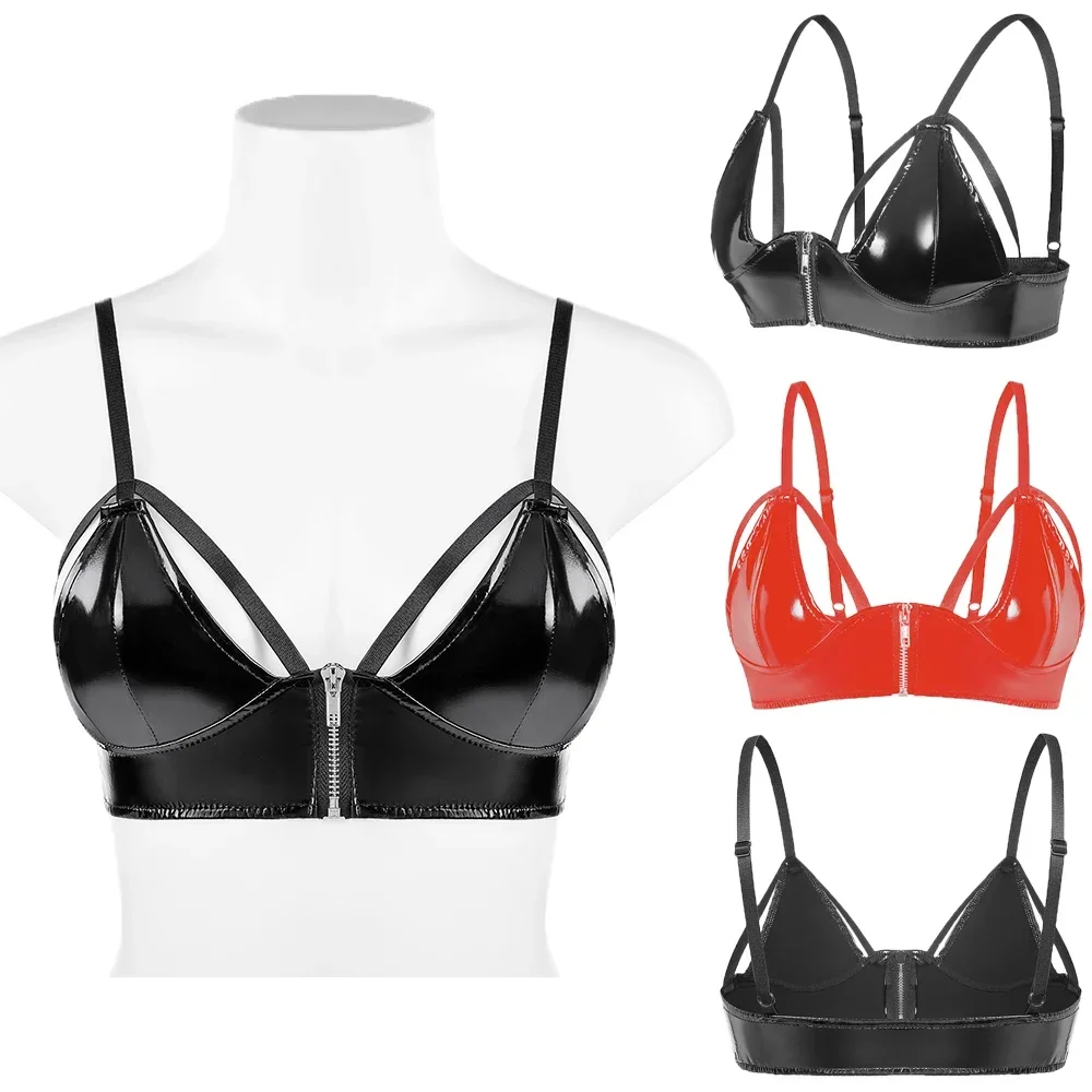 Women's Erotic Deep U Leather Bra Sexy Fetish Cleavage Zipper Open Breast Exposed Bras Tops Adjustable Spaghetti Strap Underwear
Women's Erotic Deep U Leather Bra Sexy Fetish Cleavage Zipper Open Breast Exposed Bras Tops Adjustable Spaghetti Strap Underwear