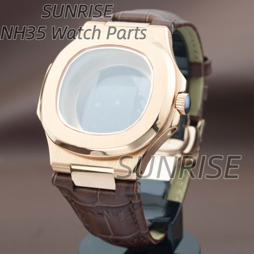 41mm PVD black/rose gold/silver watch case leather strap 316L steel sapphire for nautilus nh35 nh36 nh38 movement 30.5mm dial
41mm PVD black/rose gold/silver watch case leather strap 316L steel sapphire for nautilus nh35 nh36 nh38 movement 30.5mm dial