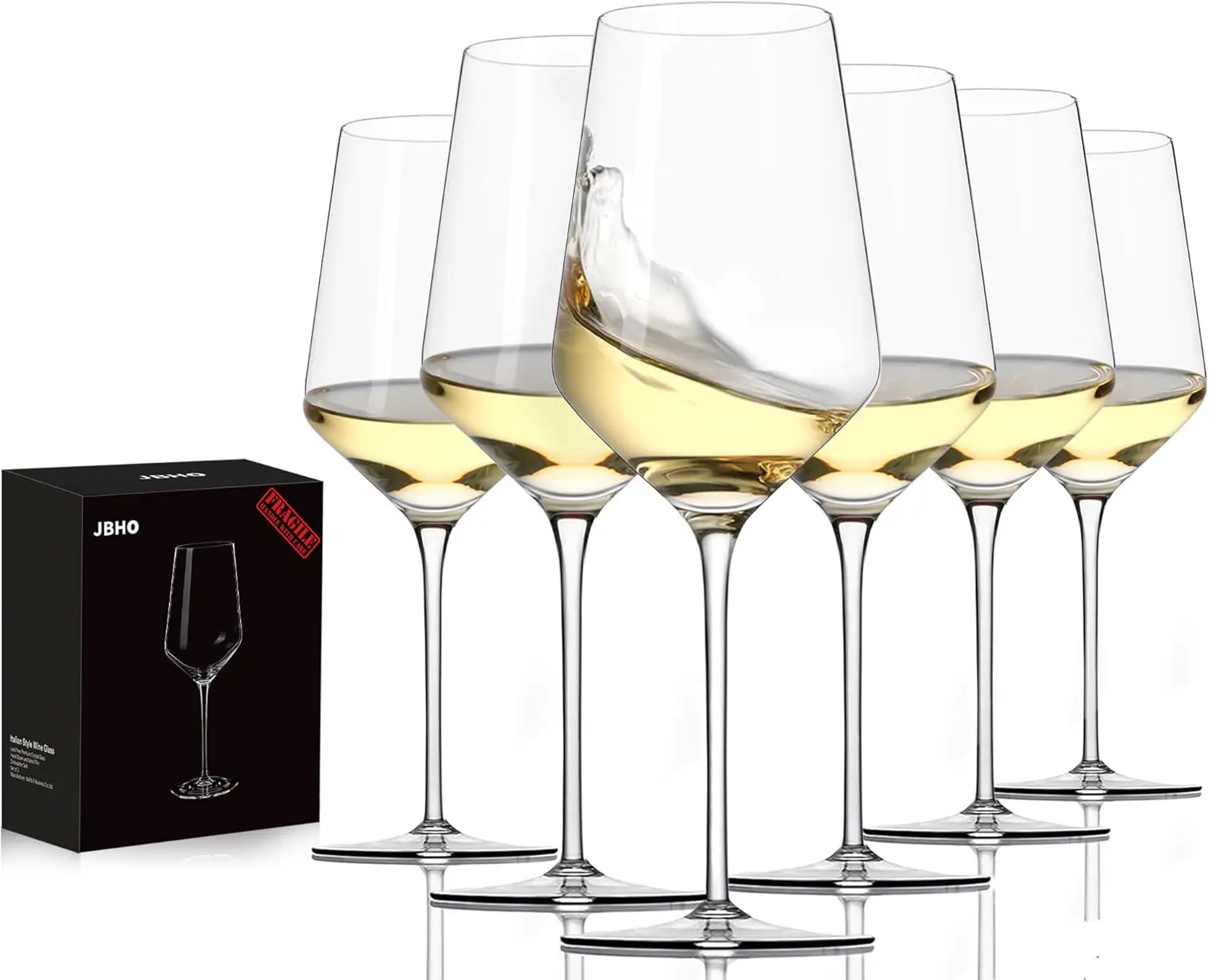 Lead-Free Wine Glasses Set of 6, Hand Blown Crystal for Red and White Wine, Thin Rim, Gift Packing
Lead-Free Wine Glasses Set of 6, Hand Blown Crystal for Red and White Wine, Thin Rim, Gift Packing