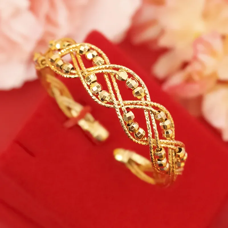European and American Fashion 9999 24K Real Gold Laser Bead Bracelet Women's Personality Flash Opening Bracelet
European and American Fashion 9999 24K Real Gold Laser Bead Bracelet Women's Personality Flash Opening Bracelet