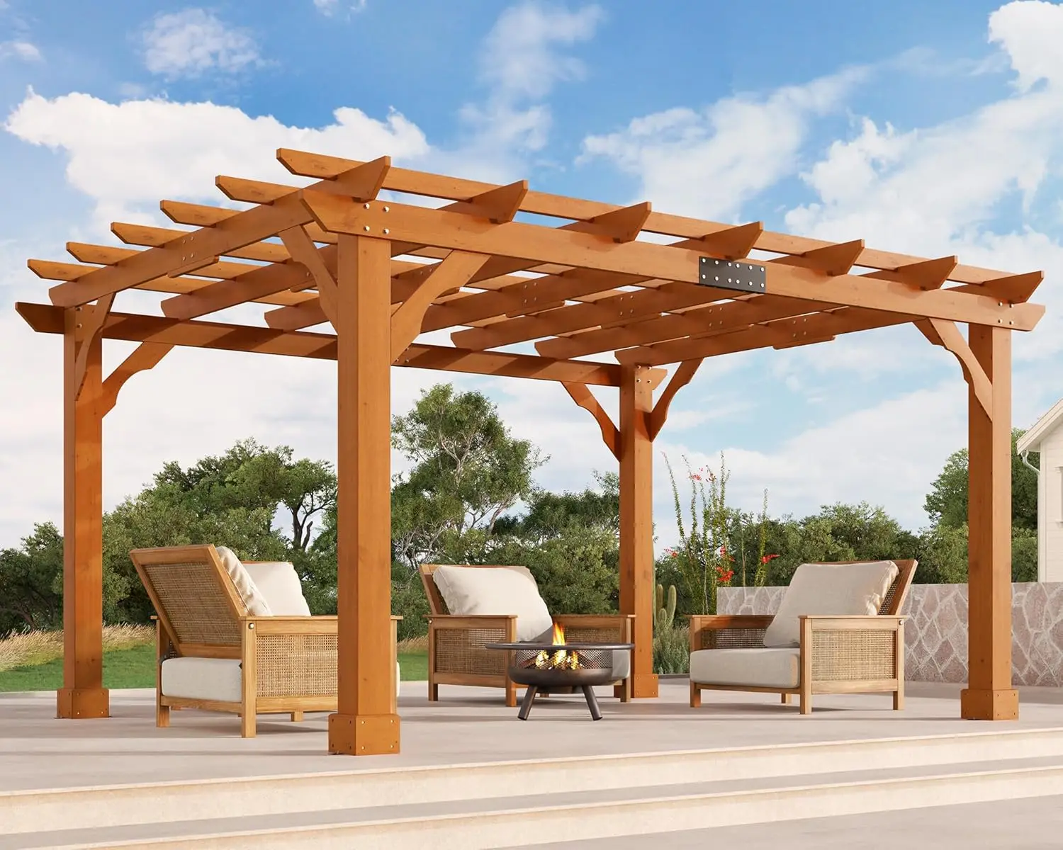 10x12 FT Cedar Wood Pergola with Trellis Roof Weather-Resistant Stakes Patio Backyard Event Gazebo, Customized
10x12 FT Cedar Wood Pergola with Trellis Roof Weather-Resistant Stakes Patio Backyard Event Gazebo, Customized