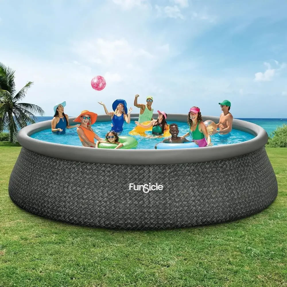 18' x 48 Round Above Ground Pool with 1200 GPH Filter Pump, Ladder, C-Type Filter Cartridge, and Repair Kit
18' x 48 Round Above Ground Pool with 1200 GPH Filter Pump, Ladder, C-Type Filter Cartridge, and Repair Kit