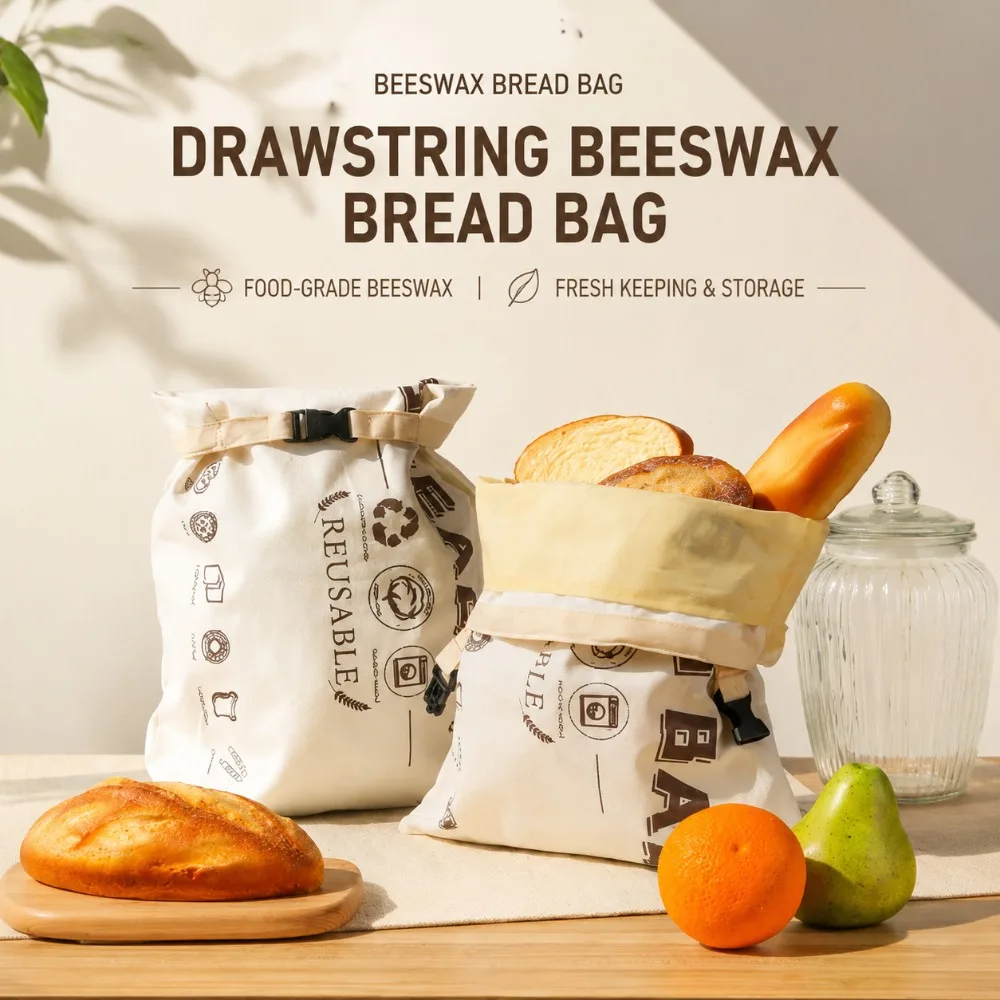 Reusable Beeswax Bread Bag Cotton Storage Bag Clip Closure for Bread Baguette Fruit Vegetable Eco Friendly Food Storage
Reusable Beeswax Bread Bag Cotton Storage Bag Clip Closure for Bread Baguette Fruit Vegetable Eco Friendly Food Storage