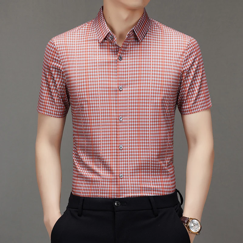 New Trendy Men Checked Business Shirts Summer 2025 Fashion Plaid No Trace Tops Smooth Anti-Wrinkle Short Sleeve Male Dress Shirt
New Trendy Men Checked Business Shirts Summer 2025 Fashion Plaid No Trace Tops Smooth Anti-Wrinkle Short Sleeve Male Dress Shirt