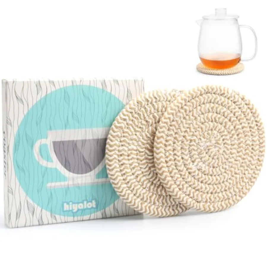 4.8" Drink Cotton Coasters Set of 2 Boho Woven Drink Pads for Coffee and Tea, Neutral Sandstone Blend Fabric Cup Mats for Desk,
4.8" Drink Cotton Coasters Set of 2 Boho Woven Drink Pads for Coffee and Tea, Neutral Sandstone Blend Fabric Cup Mats for Desk,