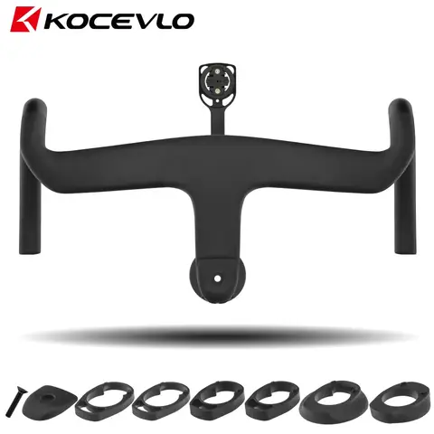 KOCEVLO Road AERO Carbon Integrated Handlebar For 28.6mm Fork With Spacers Cycling Internal cables road Barstem