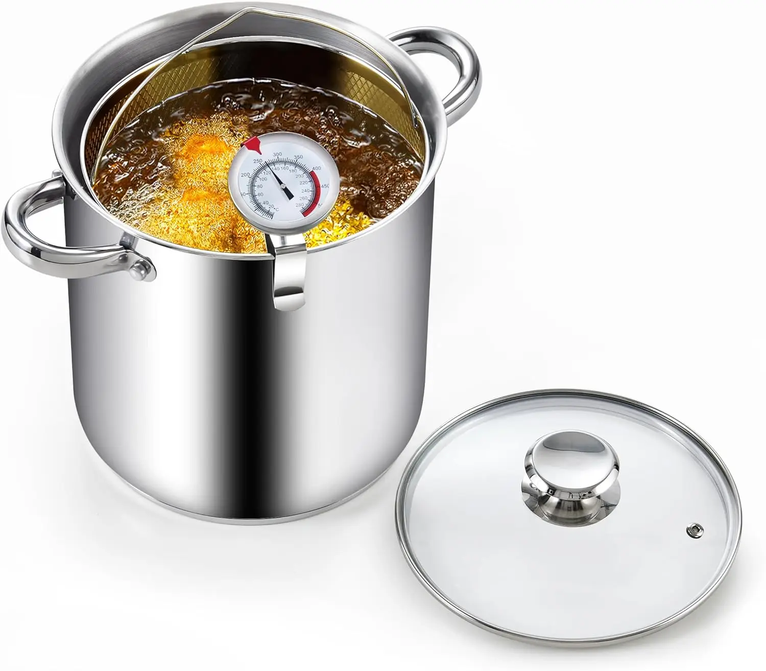 5-Quart Stainless Steel Deep Fryer with Temp Control, Oil Rack & Glass Lid for Fries, Chicken
5-Quart Stainless Steel Deep Fryer with Temp Control, Oil Rack & Glass Lid for Fries, Chicken