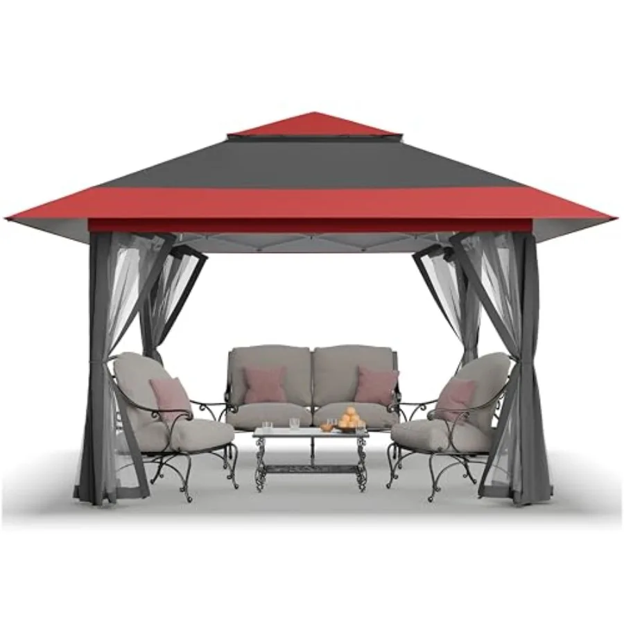 13x13 Pop Up Gazebo Canopy Tent for Outdoor Backyard and Patio Use with Wheeled STO-N-Go Cover Bag in Red Grey Instant Setup Sh
13x13 Pop Up Gazebo Canopy Tent for Outdoor Backyard and Patio Use with Wheeled STO-N-Go Cover Bag in Red Grey Instant Setup Sh