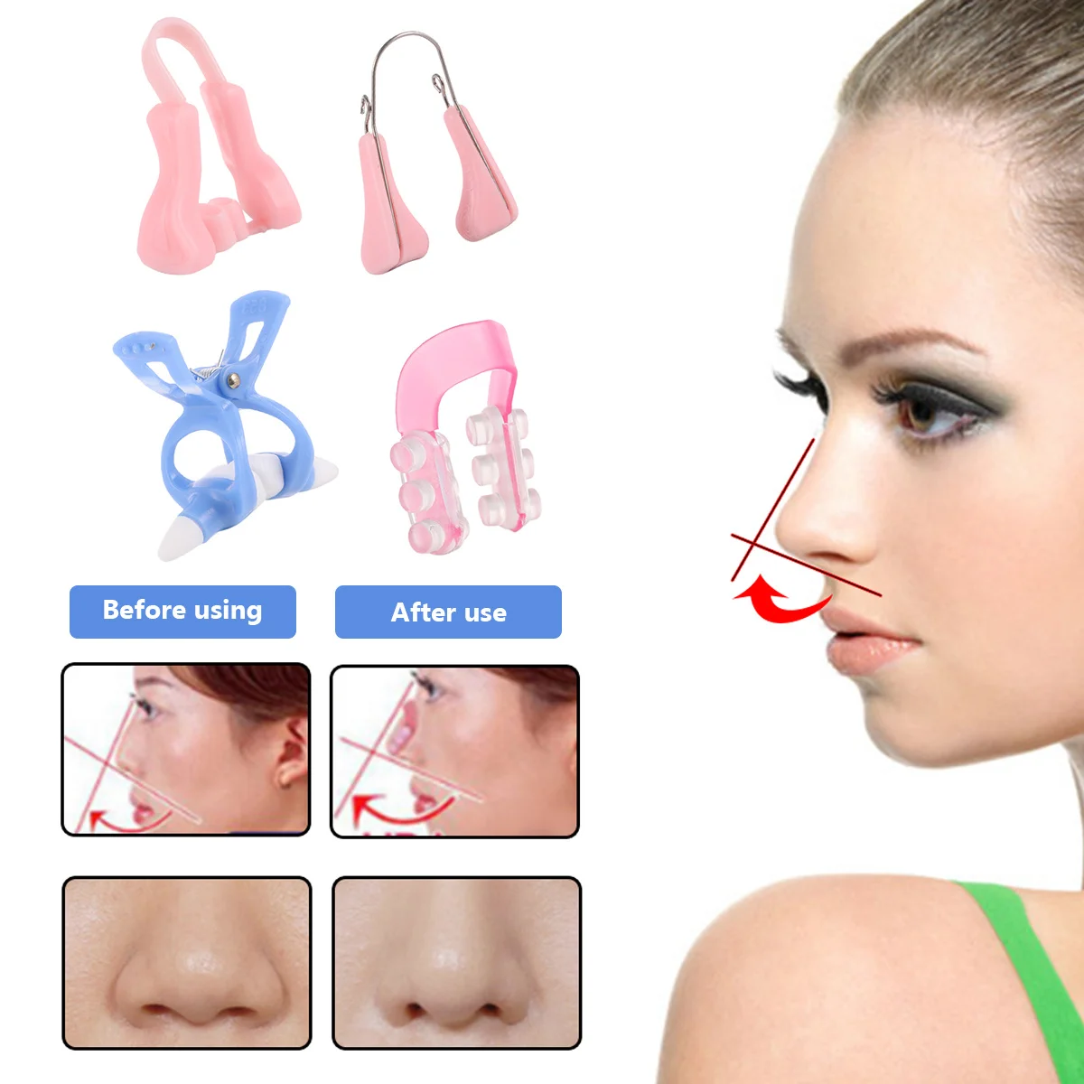 4PCS Nose Shaping Shapers Straightening Bridge Beauty Tools for Women Ladies (Random Color)
4PCS Nose Shaping Shapers Straightening Bridge Beauty Tools for Women Ladies (Random Color)