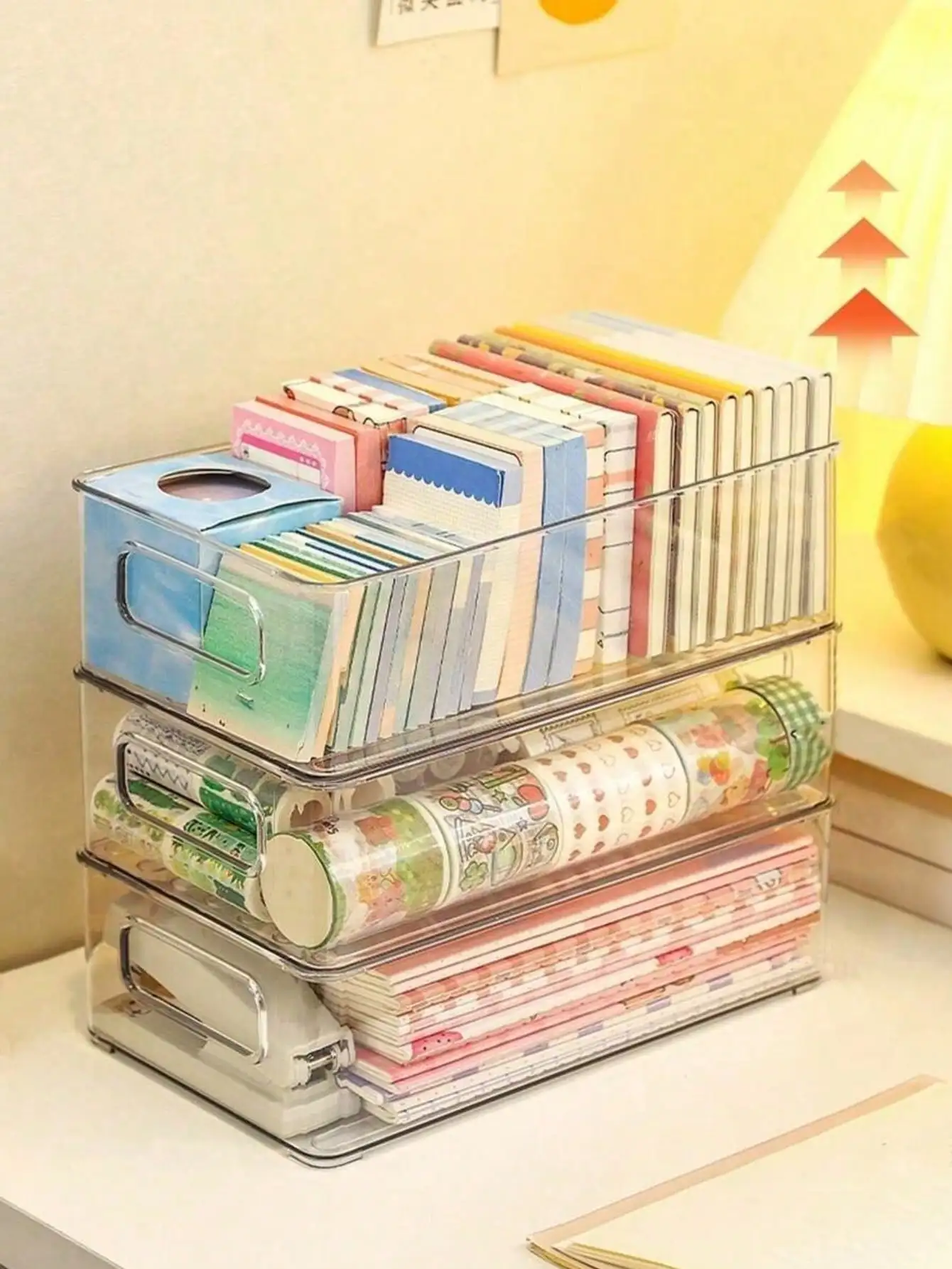1/2/3/6 Transparent Stackable Stationery Storage Box, Large Capacity Desktop Storage Box, Multifunctional Storage Box, Suitable For Storing Cosmetics, Stationery, Sticky Notes, Documents, And Other Miscellaneous Items. Suitable For Homes, Campuses, And Of
1/2/3/6 Transparent Stackable Stationery Storage Box, Large Capacity Desktop Storage Box, Multifunctional Storage Box, Suitable For Storing Cosmetics, Stationery, Sticky Notes, Documents, And Other Miscellaneous Items. Suitable For Homes, Campuses, And Of