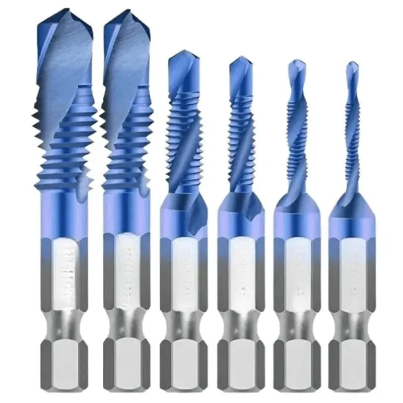 B69C High-Speed Steel Tap And Drill Set 6-Piece M3-M10, Countersink Deburring Tool With 1/4" Hex Shank For Woodworking
B69C High-Speed Steel Tap And Drill Set 6-Piece M3-M10, Countersink Deburring Tool With 1/4" Hex Shank For Woodworking