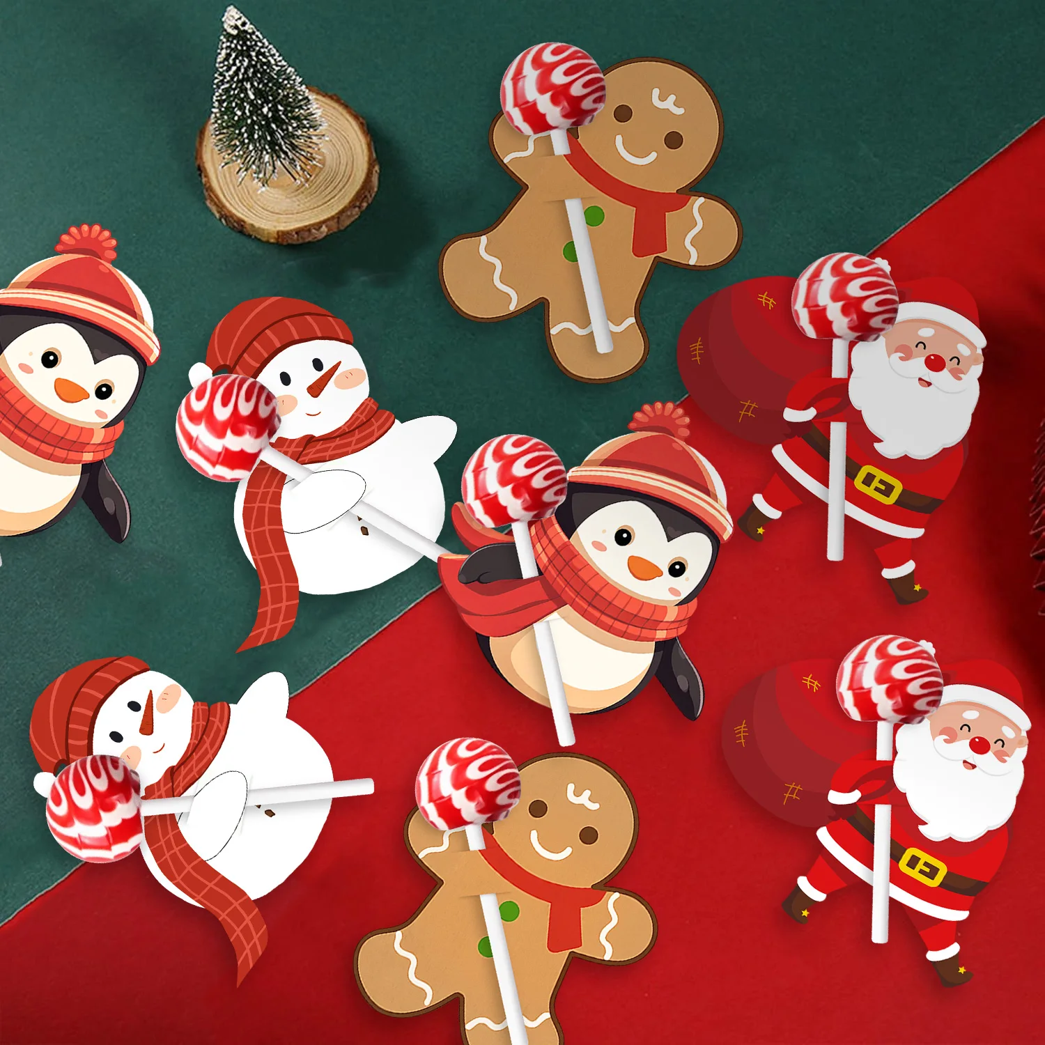 Christmas Lollipop Candy Holders Paper Cards Featuring Santa Claus Snowman Penguin - Sugar-Loaf Wrapped Decorations for Holiday
Christmas Lollipop Candy Holders Paper Cards Featuring Santa Claus Snowman Penguin - Sugar-Loaf Wrapped Decorations for Holiday