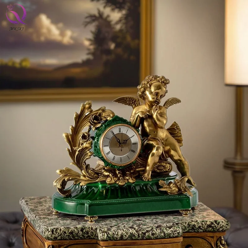Low MOQ European Antique Home Decoration Table Clock Luxury Emerald Porcelain Desktop Clock Bronze Ceramic Angel Clock
Low MOQ European Antique Home Decoration Table Clock Luxury Emerald Porcelain Desktop Clock Bronze Ceramic Angel Clock