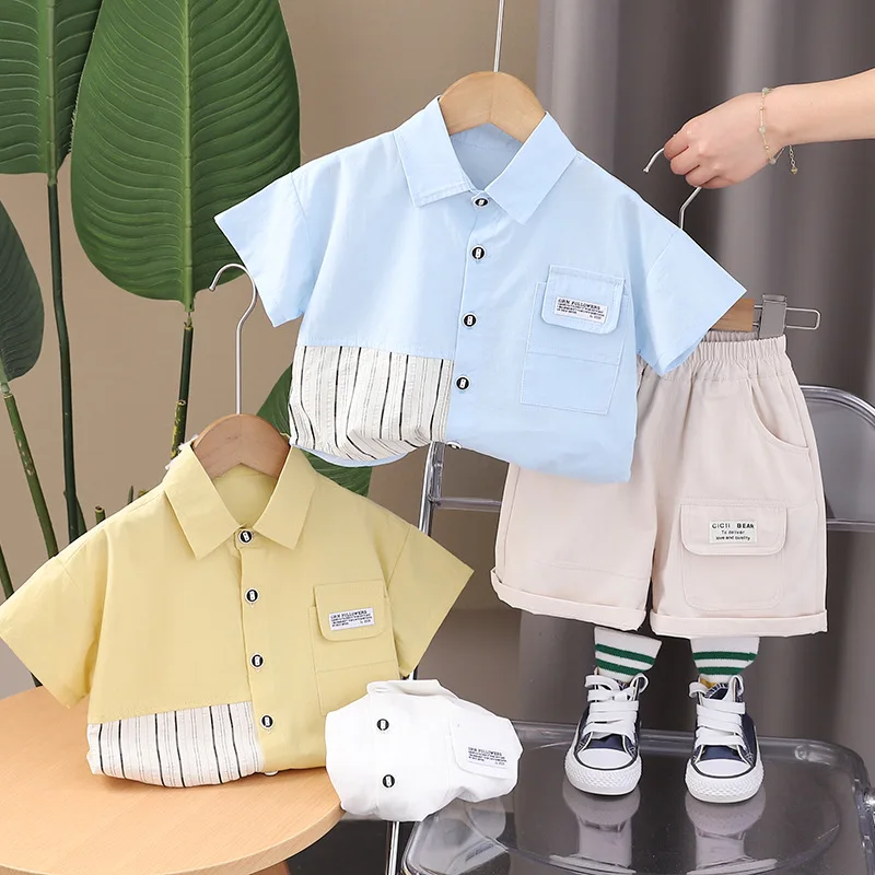 Toddler Boy Summer Clothing Sets 2024 Fashion Casual Block Vertical Short Sleeve Shirts and Shorts Two Piece Set Kids Boys Suits
Toddler Boy Summer Clothing Sets 2024 Fashion Casual Block Vertical Short Sleeve Shirts and Shorts Two Piece Set Kids Boys Suits