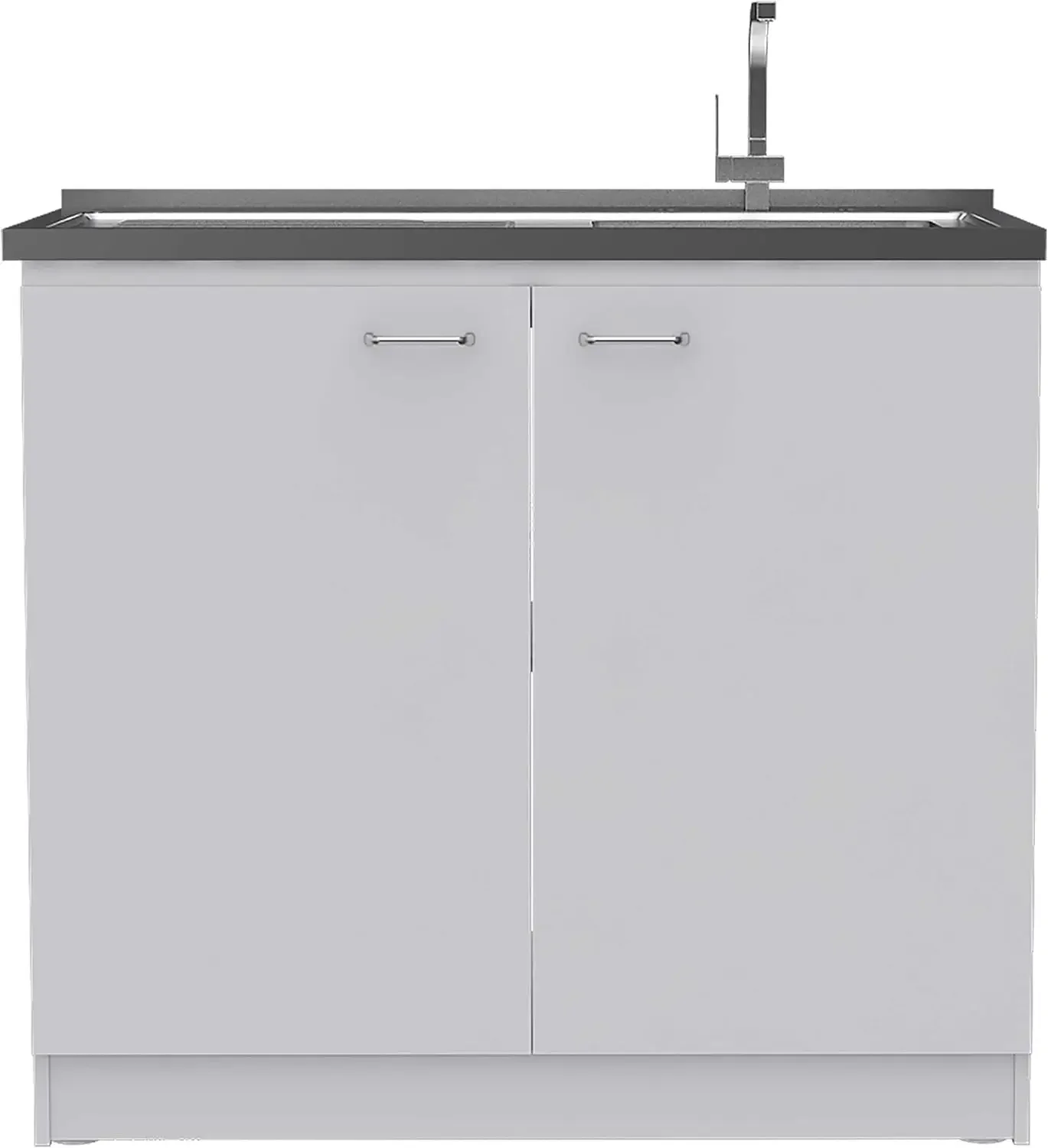 Freestanding Sink Cabinet Double Door Shelves Metal Handles Aluminum Countertop White Integrated Steel Sink
Freestanding Sink Cabinet Double Door Shelves Metal Handles Aluminum Countertop White Integrated Steel Sink