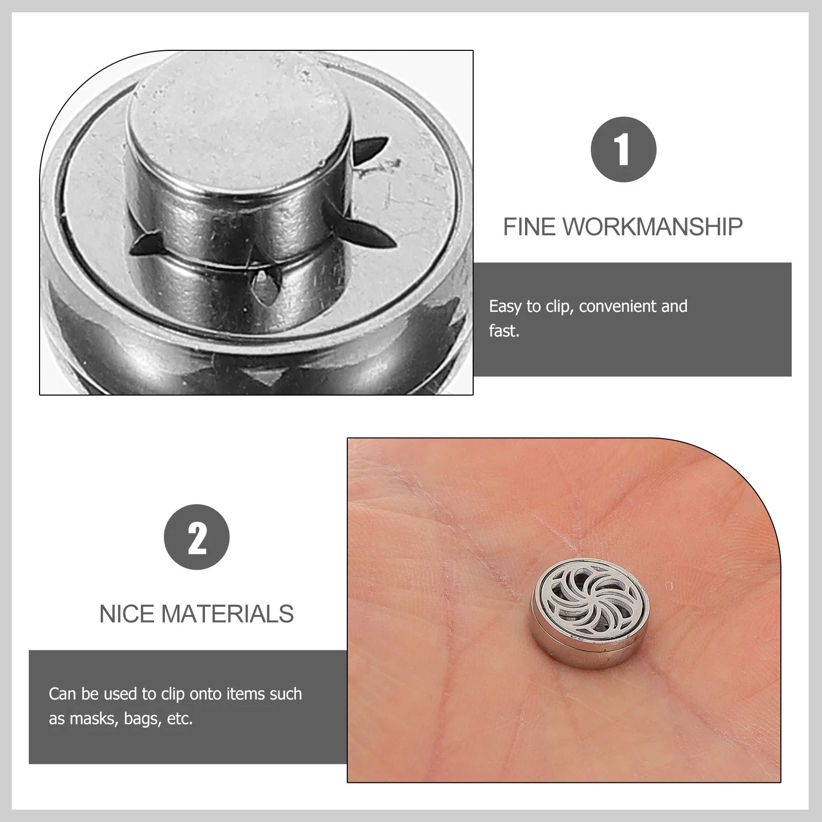 Stainless Steel Clip Perfume Holder for Mask Clothing Decor Mini Scent Locket Lightweight Aroma Accessory Mask Aromatherapy Clip
Stainless Steel Clip Perfume Holder for Mask Clothing Decor Mini Scent Locket Lightweight Aroma Accessory Mask Aromatherapy Clip