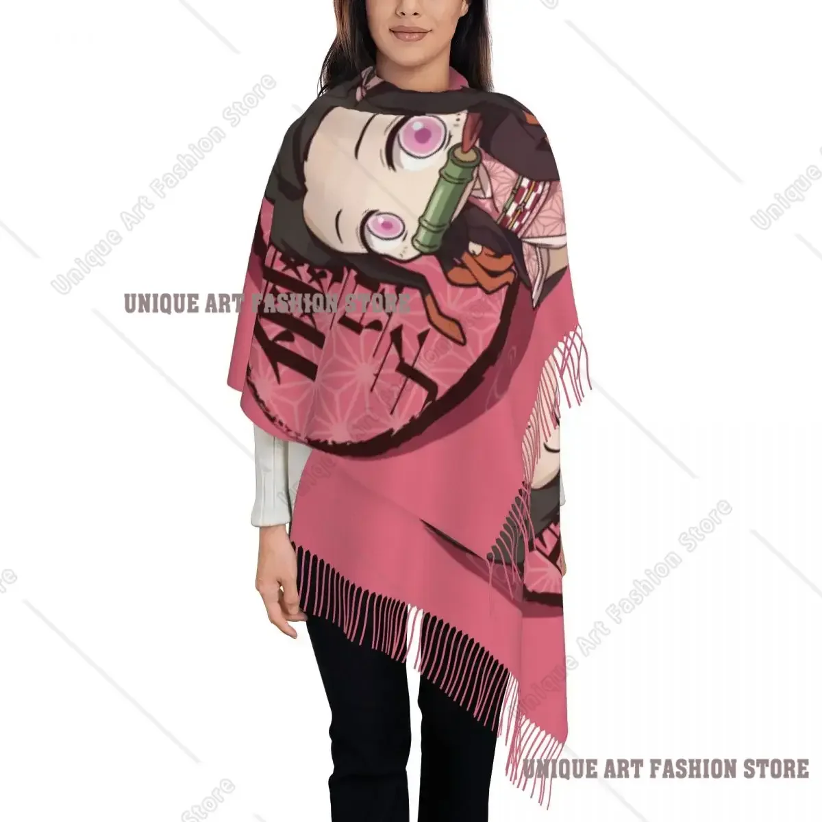 Custom Kimetsu No Yaiba Nezuko Tassel Scarf Women Soft Demons Slayers Anime Manga Shawl Wrap Lady Winter Fall Scarves
Custom Kimetsu No Yaiba Nezuko Tassel Scarf Women Soft Demons Slayers Anime Manga Shawl Wrap Lady Winter Fall Scarves