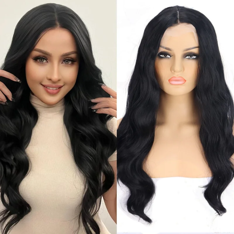 European and American style front for women, black long curly synthetic hair , Body wave lace wig
European and American style front for women, black long curly synthetic hair , Body wave lace wig