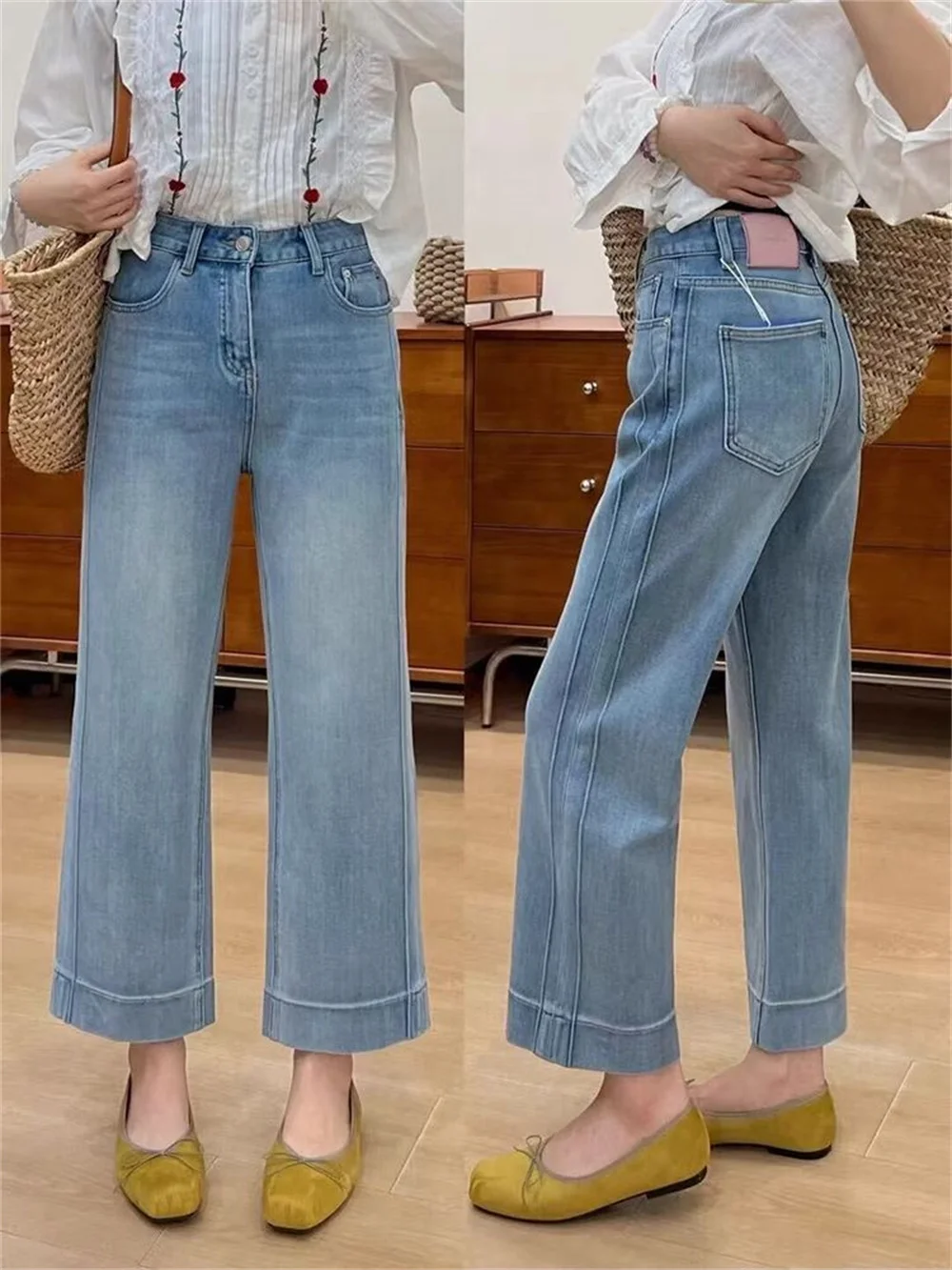 High Waist Wide Leg Denim Pants Women Casual Loose Trousers Summer Solid Color Straight Fit Pocketed Ankle-Length Jeans
High Waist Wide Leg Denim Pants Women Casual Loose Trousers Summer Solid Color Straight Fit Pocketed Ankle-Length Jeans