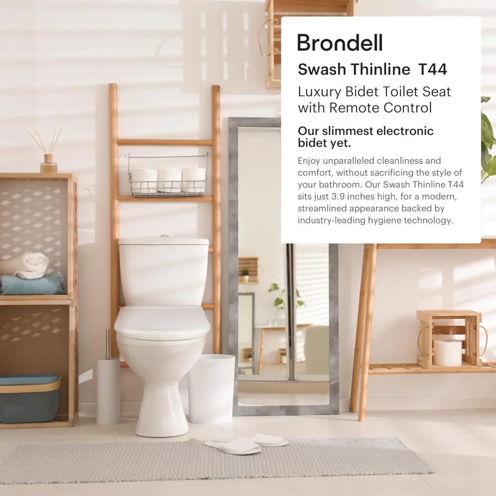 Thinline T44-EW Swash Electric Bidet Toilet Seat With Thin Profile, Heated,Remote Control, Oscillating Stainless Steel Nozzle
Thinline T44-EW Swash Electric Bidet Toilet Seat With Thin Profile, Heated,Remote Control, Oscillating Stainless Steel Nozzle