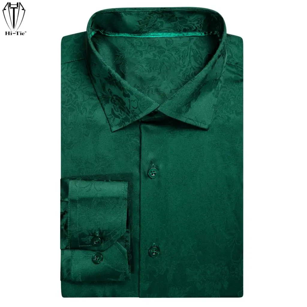 Hi-Tie High Quality Green Floral Silk Men's Shirts Lapel Long Sleeve Suit Social Shirt Soft Elegant Male Blouse Wedding Business
Hi-Tie High Quality Green Floral Silk Men's Shirts Lapel Long Sleeve Suit Social Shirt Soft Elegant Male Blouse Wedding Business