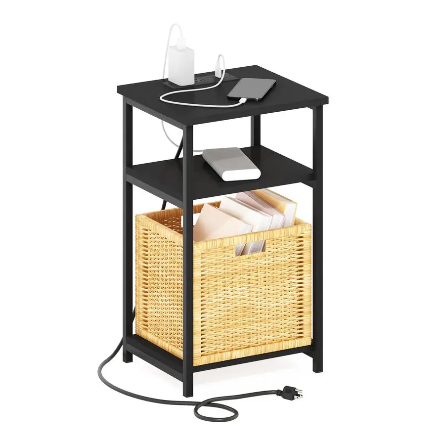 Прикроватный столик, 3-уровневый приставной столик с зарядной станцией, металлический каркас, тумбочка с USB и Type-C портами для зарядки
Прикроватный столик, 3-уровневый приставной столик с зарядной станцией, металлический каркас, тумбочка с USB и Type-C портами для зарядки