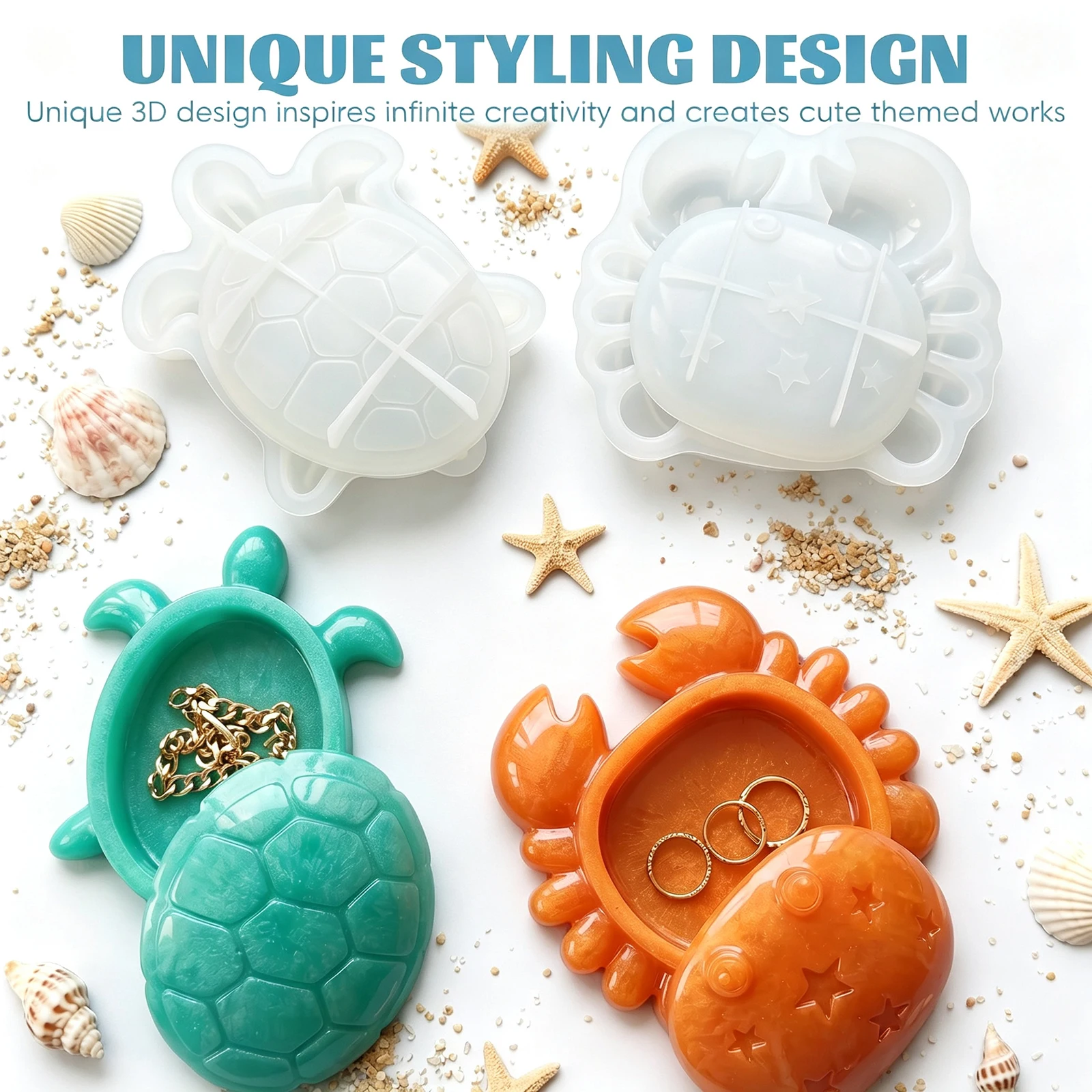 Sea Turtle Box DIY Epoxy Resin Mold Turtle Crab Jewelry Storage Box Jar DIY Craft Mold Candlestick Plaster Aromatherapy Molds
Sea Turtle Box DIY Epoxy Resin Mold Turtle Crab Jewelry Storage Box Jar DIY Craft Mold Candlestick Plaster Aromatherapy Molds
