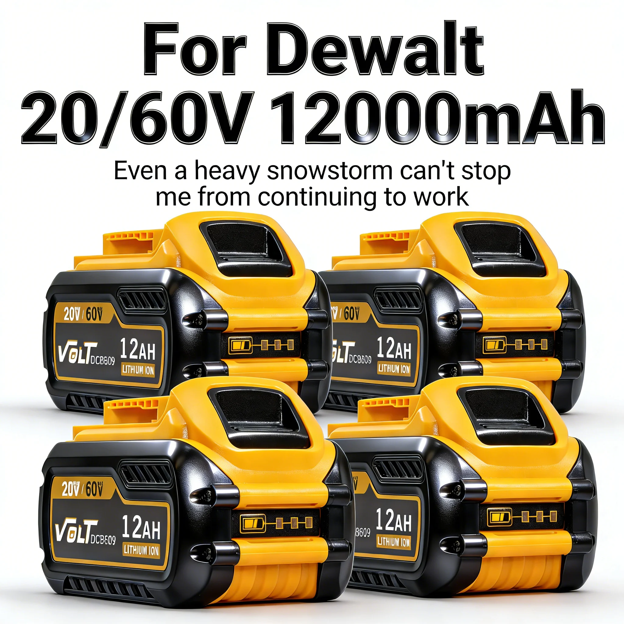 Набор из 4 аккумуляторов Li-Ion FLEXVOLT 20V/60V MAX 12.0Ач для DEWALT DCB609
Набор из 4 аккумуляторов Li-Ion FLEXVOLT 20V/60V MAX 12.0Ач для DEWALT DCB609