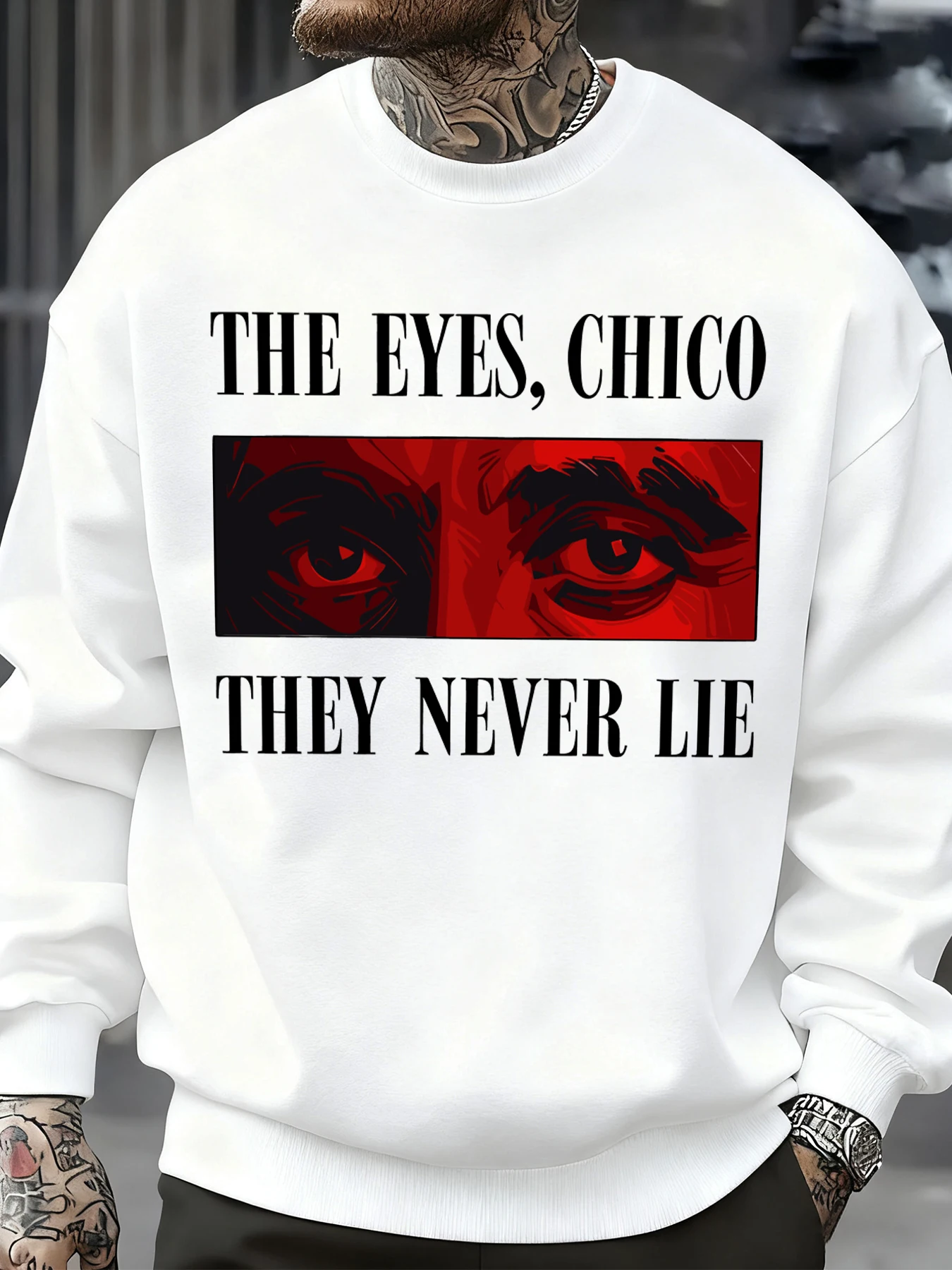 Мужская толстовка с узором The Eyes Chico They Never Lie, флисовая осенняя уличная одежда, пуловеры большого размера с круглым вырезом, одежда в стиле хип-хоп
Мужская толстовка с узором The Eyes Chico They Never Lie, флисовая осенняя уличная одежда, пуловеры большого размера с круглым вырезом, одежда в стиле хип-хоп