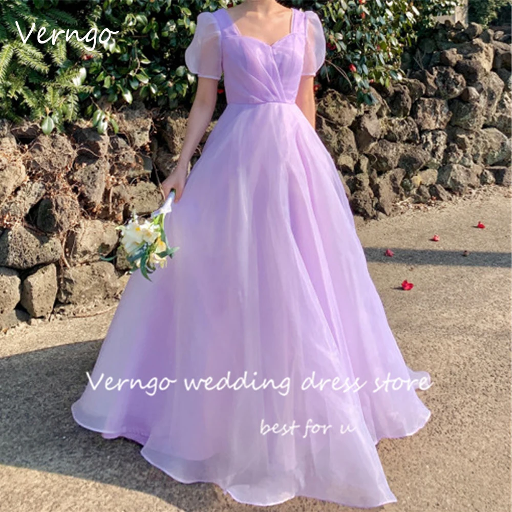 Verngo Korea Femme Lavender Organza Long Prom Evening Dresses Short Sleeves Floor Length Simple Bride Party Formal Gowns 2023
Verngo Korea Femme Lavender Organza Long Prom Evening Dresses Short Sleeves Floor Length Simple Bride Party Formal Gowns 2023