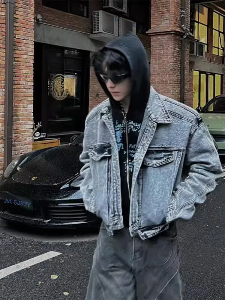 Shoulder Padded Short Men's Denim Jacket Spring Autumn High Sensation American Retro Cleanfit Trendy Street Style Jacket
Shoulder Padded Short Men's Denim Jacket Spring Autumn High Sensation American Retro Cleanfit Trendy Street Style Jacket