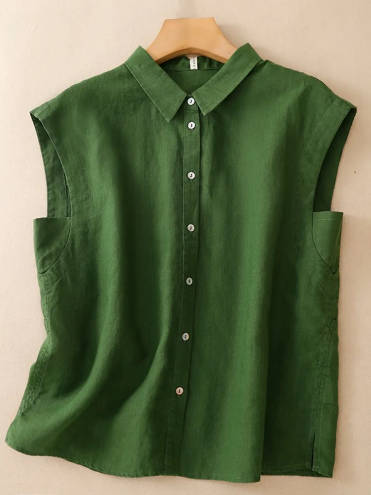 Elegant Color Cotton Linen Sleeveless Shirt Women Summer Cool Thin Casual Versatile Top French Style Loose Fit Shirt
Elegant Color Cotton Linen Sleeveless Shirt Women Summer Cool Thin Casual Versatile Top French Style Loose Fit Shirt