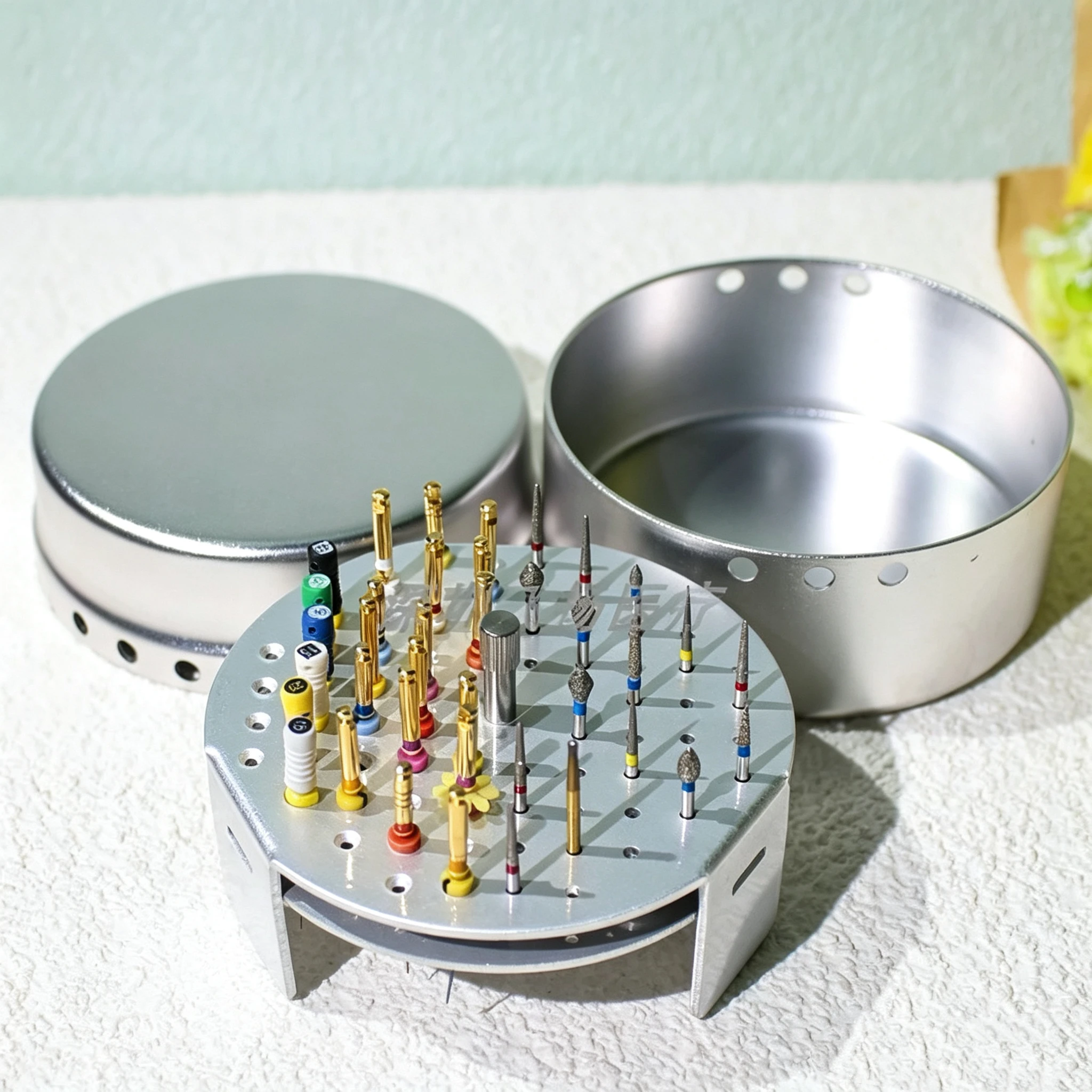 Dental Round 72-Well Metal Sterilization Box High-Speed Handpiece Holder Enlargement Files Root Canal Files Dental Bur Box
Dental Round 72-Well Metal Sterilization Box High-Speed Handpiece Holder Enlargement Files Root Canal Files Dental Bur Box