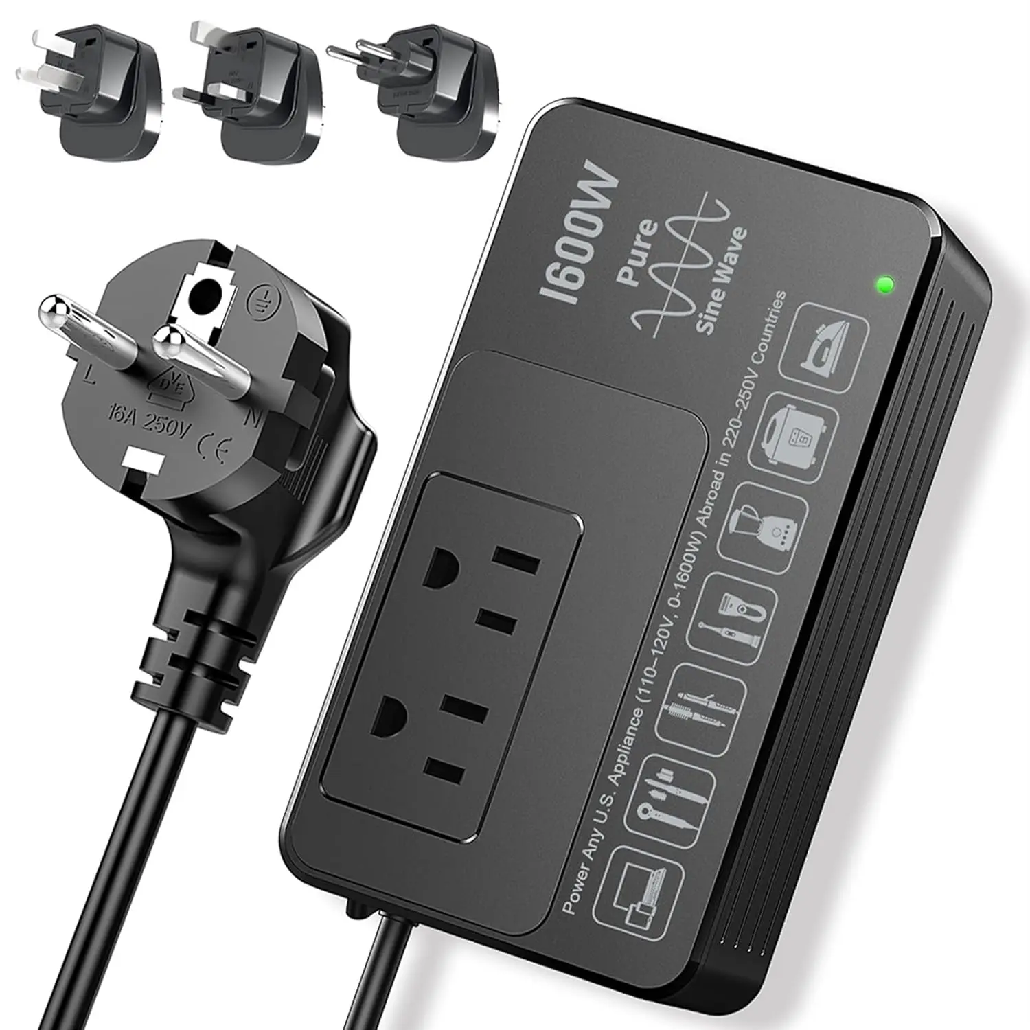 1600W Voltage Converter 220V to 110V for US Appliances, Universal Plug Adapter, Travel Ready
1600W Voltage Converter 220V to 110V for US Appliances, Universal Plug Adapter, Travel Ready