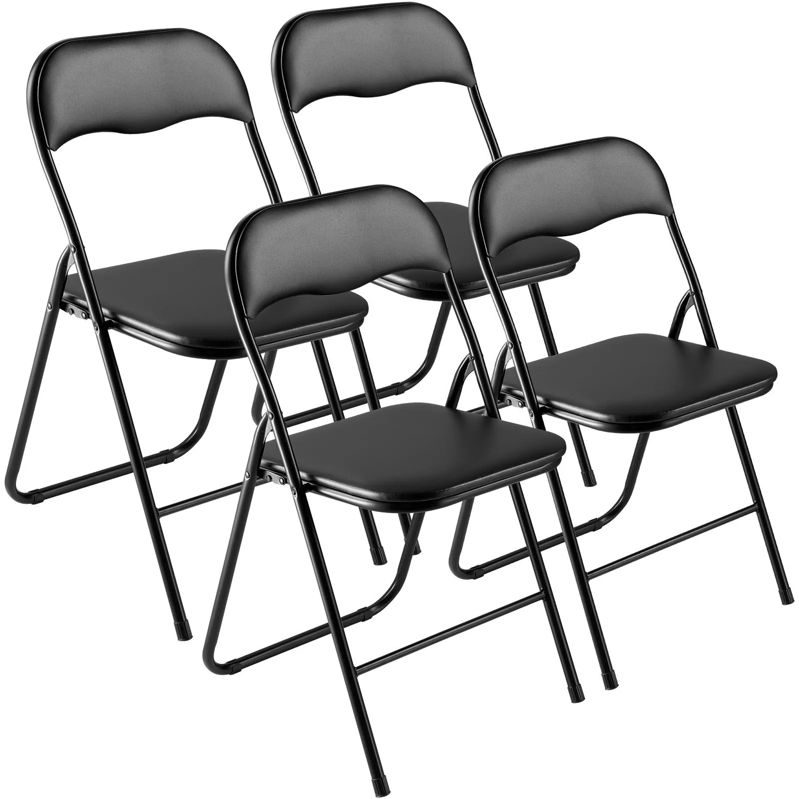4 Pack Folding Chairs Portable Leather Chairs with Padded Cushion Black
4 Pack Folding Chairs Portable Leather Chairs with Padded Cushion Black