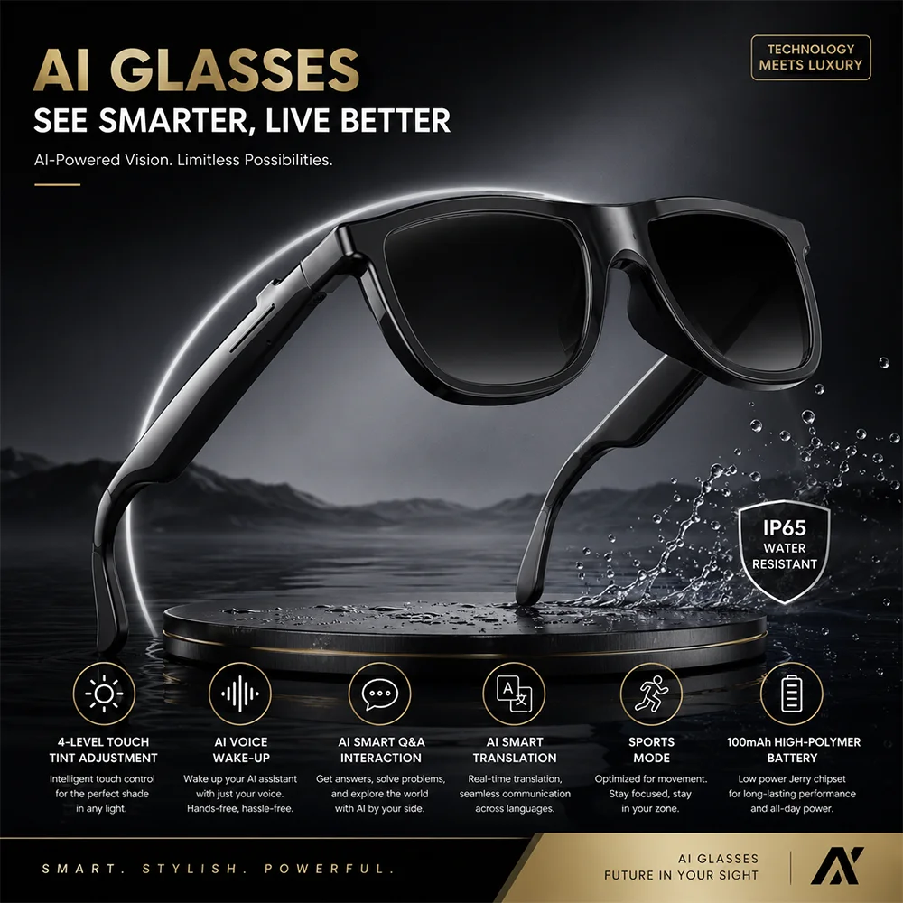 Magnetic Charging Smartglasses High Appearance Electrochromic Lenses Touch Color Switch Answer Calls Play Music Audio Glasses
Magnetic Charging Smartglasses High Appearance Electrochromic Lenses Touch Color Switch Answer Calls Play Music Audio Glasses