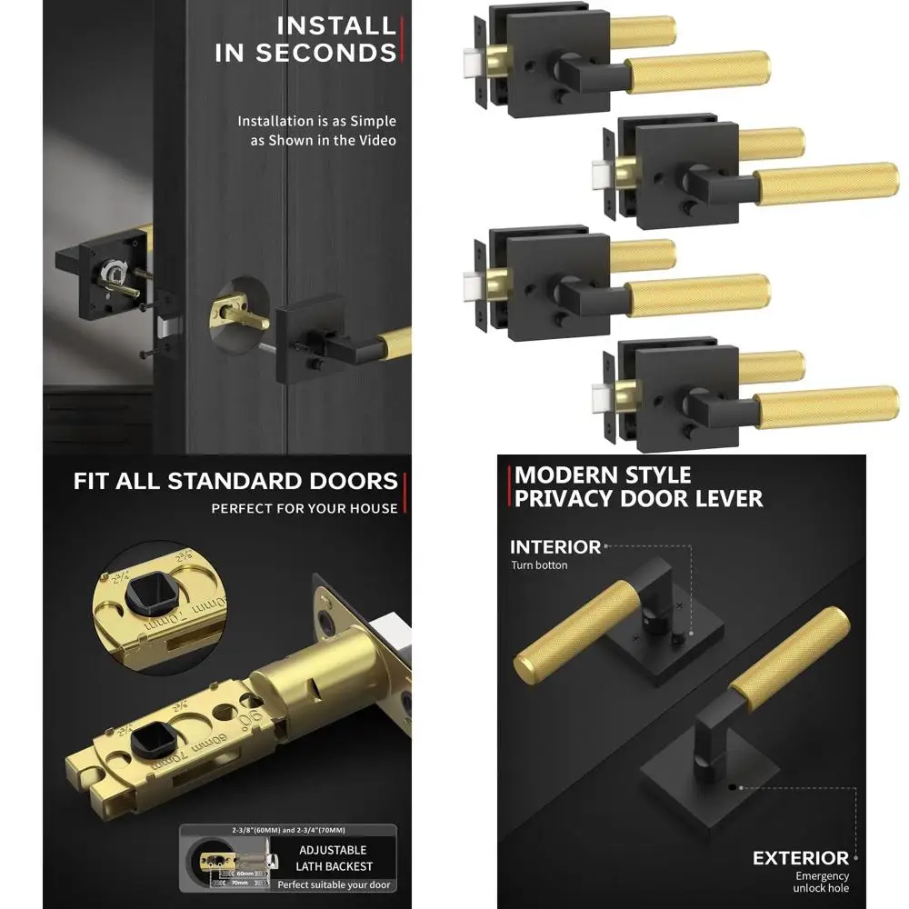 Black and Gold Privacy Door Levers with Knobs, Suitable for Indoor, Bedroom, and Bathroom, Heavy-Duty Interior Door Handles with
Black and Gold Privacy Door Levers with Knobs, Suitable for Indoor, Bedroom, and Bathroom, Heavy-Duty Interior Door Handles with