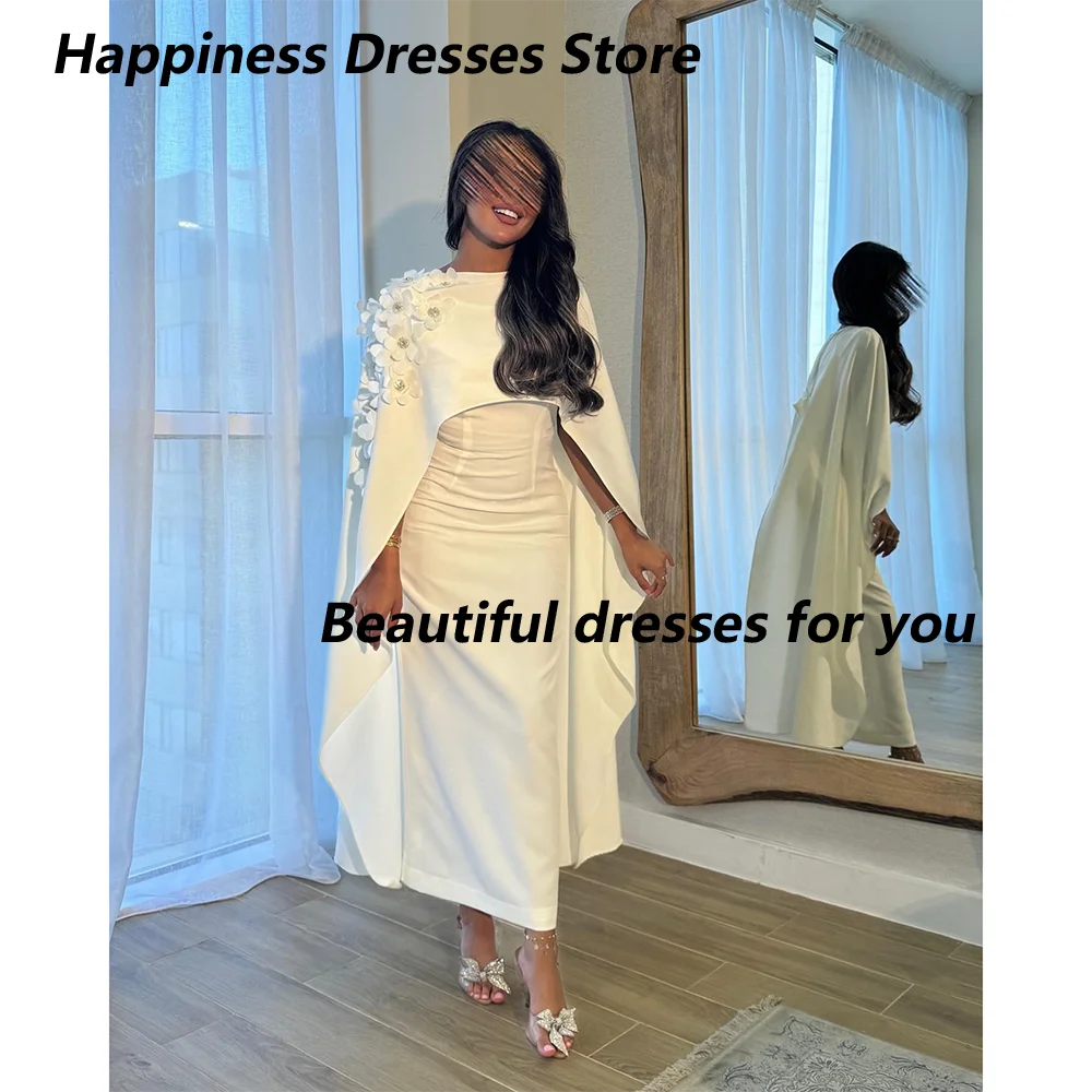 Elegant Midi Evening Dresses for Women O-Neck Cape Fowers Ankle Length Mermaid Prom Formal Wedding Guest Dress Customized
Elegant Midi Evening Dresses for Women O-Neck Cape Fowers Ankle Length Mermaid Prom Formal Wedding Guest Dress Customized