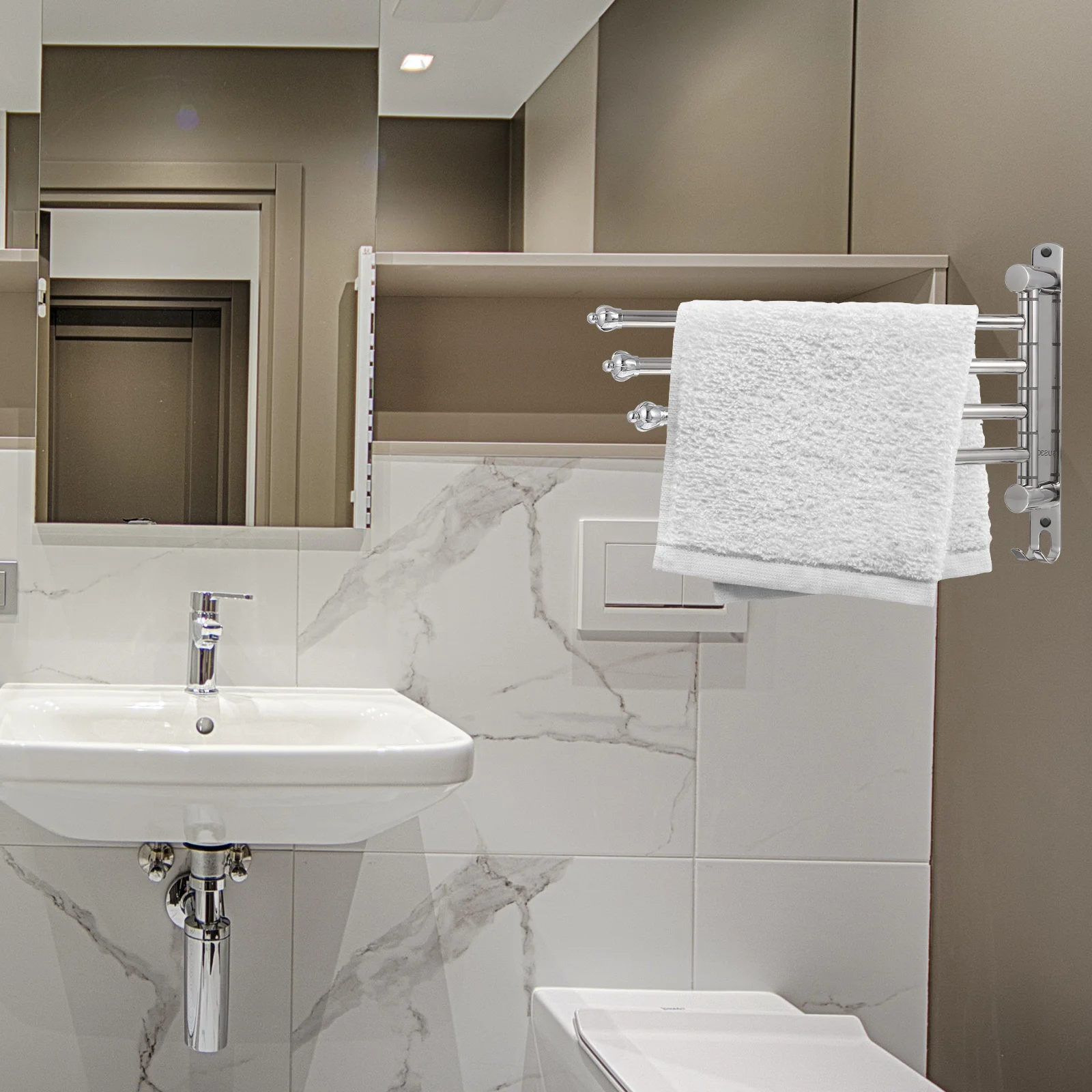 Punch Free Towel Rack 304 Stainless Steel Rotating Bar High Load Bearing Bathroom Organizer No Wall Damage Towel Rack
Punch Free Towel Rack 304 Stainless Steel Rotating Bar High Load Bearing Bathroom Organizer No Wall Damage Towel Rack