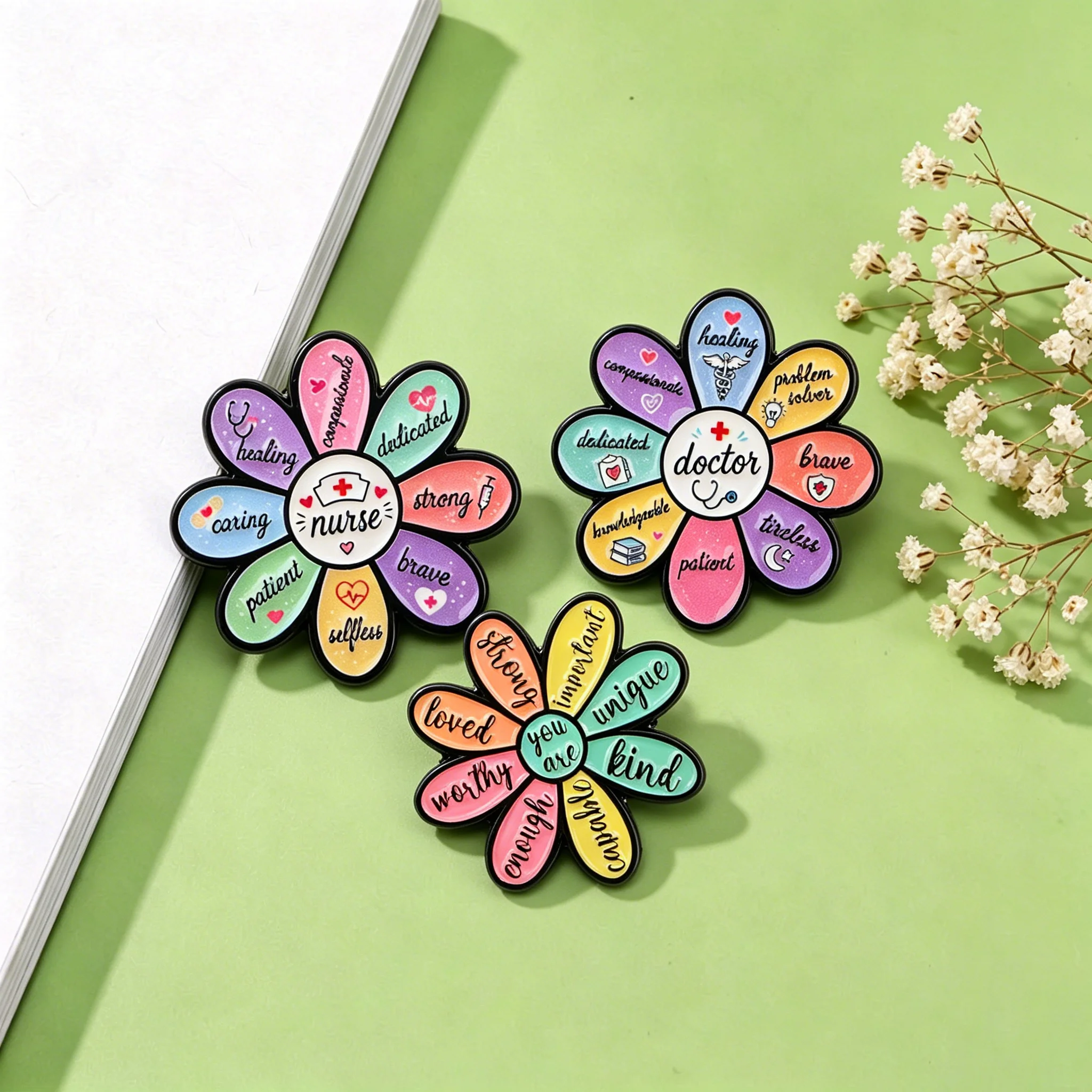 Healthcare Flower Enamel Pins Nurse Doctor Inspirational Brooches Badges for Backpacks Cosplay Accessories Medical Staff Gifts
Healthcare Flower Enamel Pins Nurse Doctor Inspirational Brooches Badges for Backpacks Cosplay Accessories Medical Staff Gifts