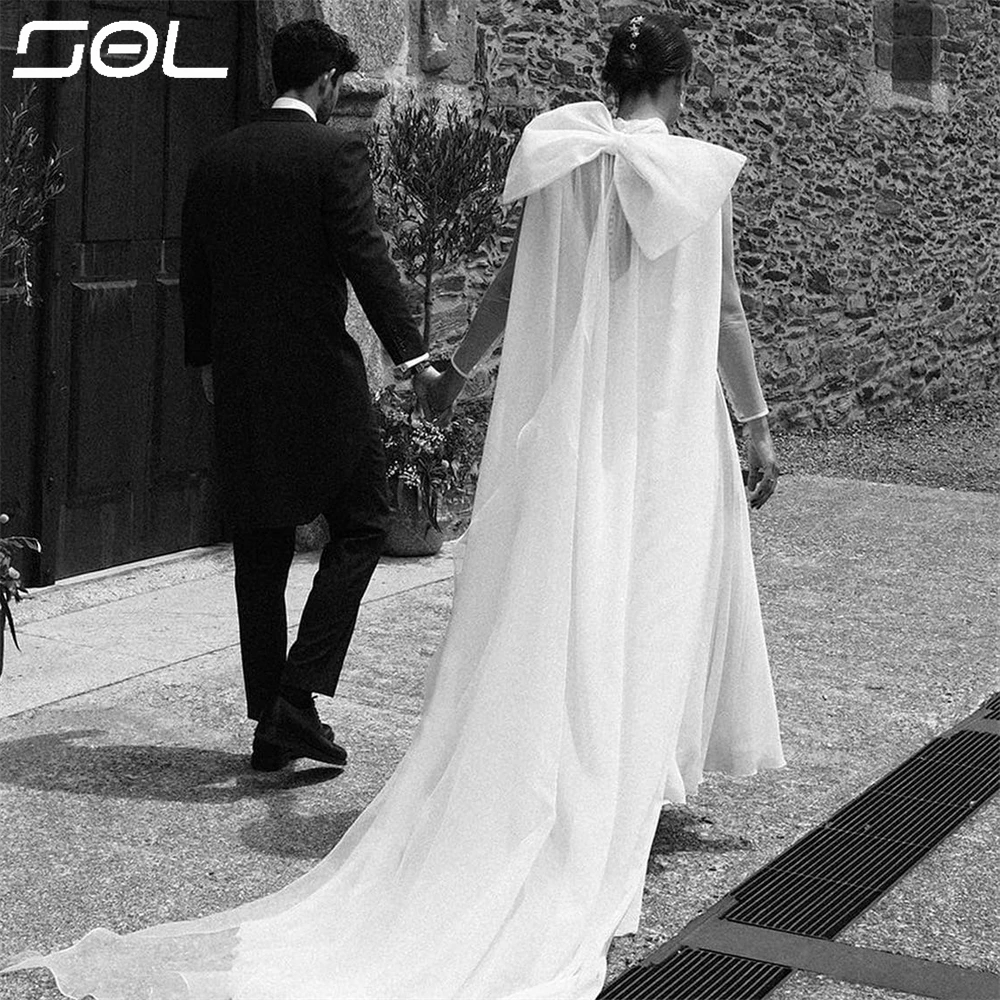 SOL Simple V Neck Halter Satin Wedding Dresses With Detachable Big Bow Elegant Backless A-Line Bridal Gowns Vestidos De Novia
SOL Simple V Neck Halter Satin Wedding Dresses With Detachable Big Bow Elegant Backless A-Line Bridal Gowns Vestidos De Novia