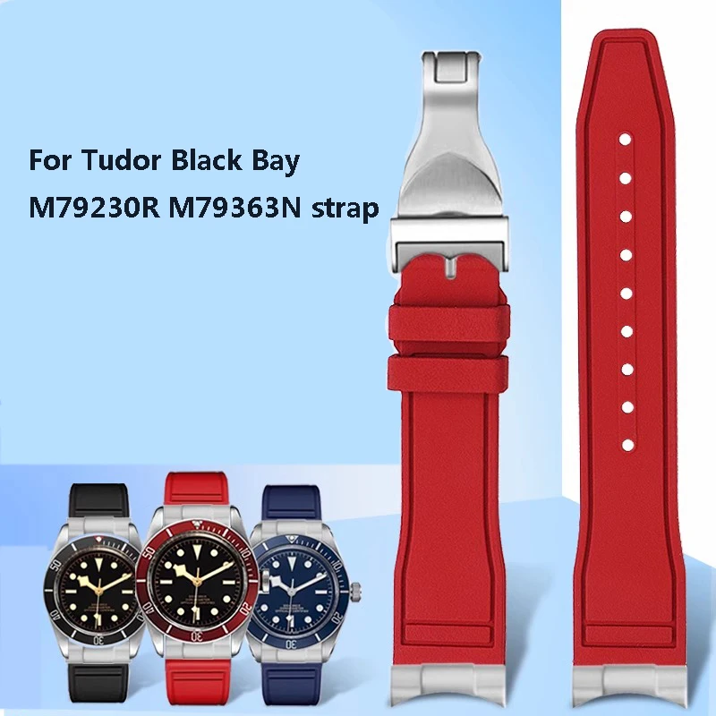 20 21 22mm High Quality Curved Fluororubber Watchband For Tudor Black Bay M79230R M79363N strap FKM Bracelet with metal adapter
20 21 22mm High Quality Curved Fluororubber Watchband For Tudor Black Bay M79230R M79363N strap FKM Bracelet with metal adapter