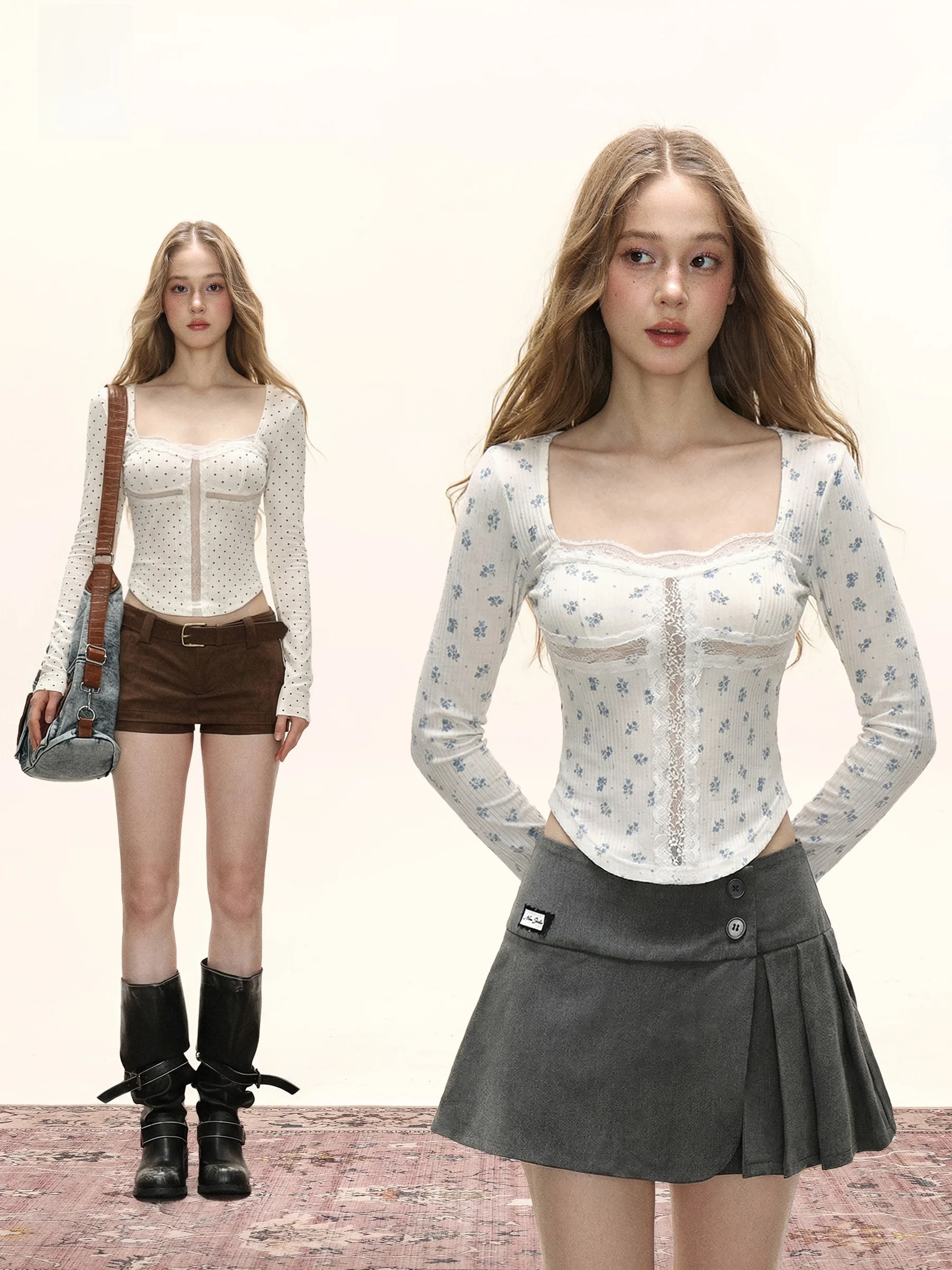 Slimming Long Sleeve T-Shirt Square Collar Spring Fashion Design Women's Body Shaping Floral Print Top for Young Ladies
Slimming Long Sleeve T-Shirt Square Collar Spring Fashion Design Women's Body Shaping Floral Print Top for Young Ladies
