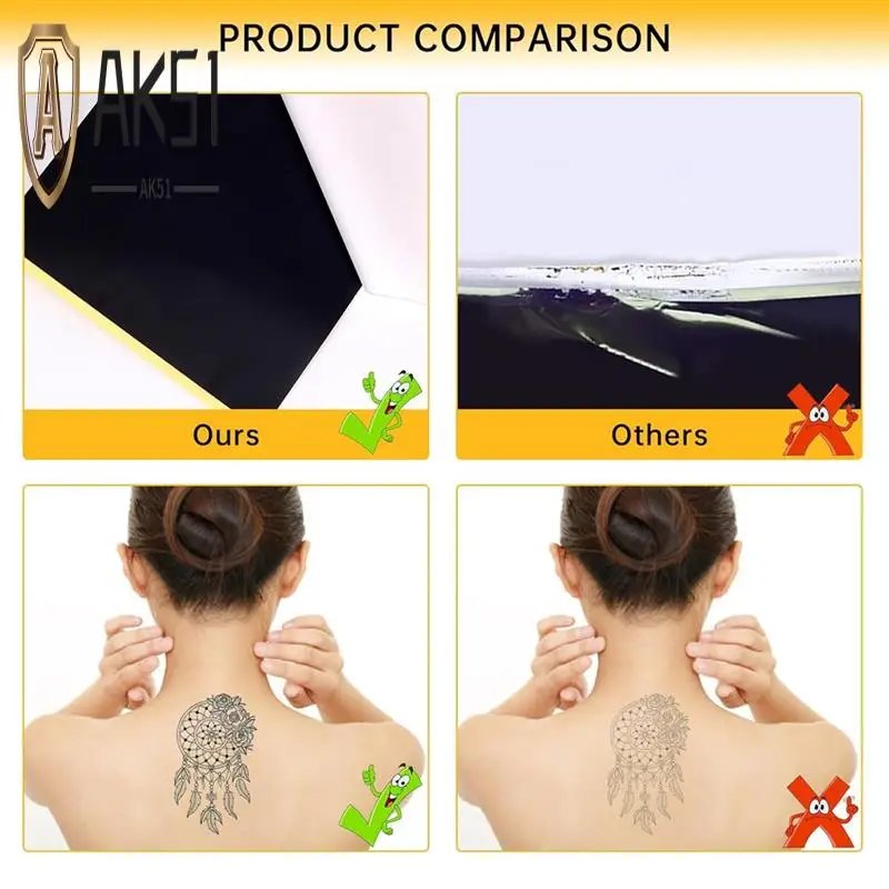 AK51-100 Sheets Tattoo Transfer Paper A4 Size Tattootemplate Paper, 4 Layers Tattoo Template Paper Fortattoo,Thermal Paper
AK51-100 Sheets Tattoo Transfer Paper A4 Size Tattootemplate Paper, 4 Layers Tattoo Template Paper Fortattoo,Thermal Paper