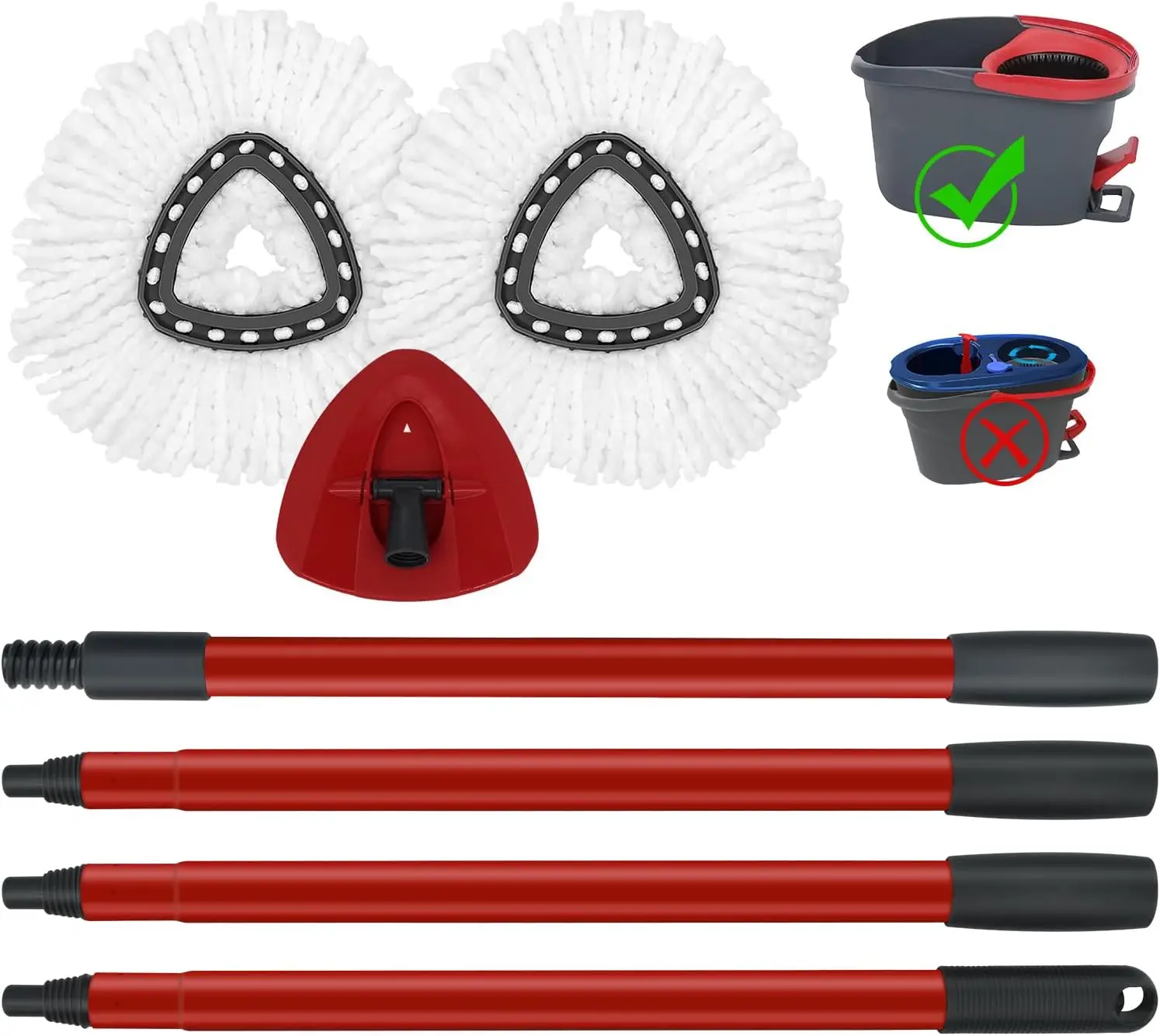 Mop Replace Heads Mop Handle and Base Replacement for O Cedar EasyWring 1-Tank Spin Mop System, 2 Microfiber Mops Refills, 4-Section Iron Mop Handle 30-58Inch and 1 Mopping Heads Cover Set (No Bucket)
Mop Replace Heads Mop Handle and Base Replacement for O Cedar EasyWring 1-Tank Spin Mop System, 2 Microfiber Mops Refills, 4-Section Iron Mop Handle 30-58Inch and 1 Mopping Heads Cover Set (No Bucket)