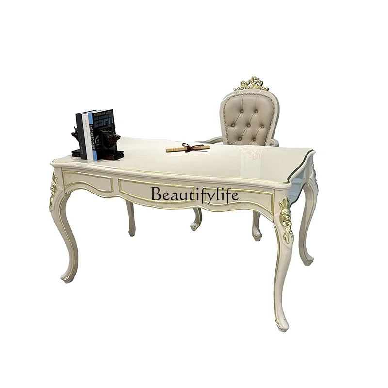 FG28French solid wood desk and chair combination, European luxury neoclassical study desk
FG28French solid wood desk and chair combination, European luxury neoclassical study desk