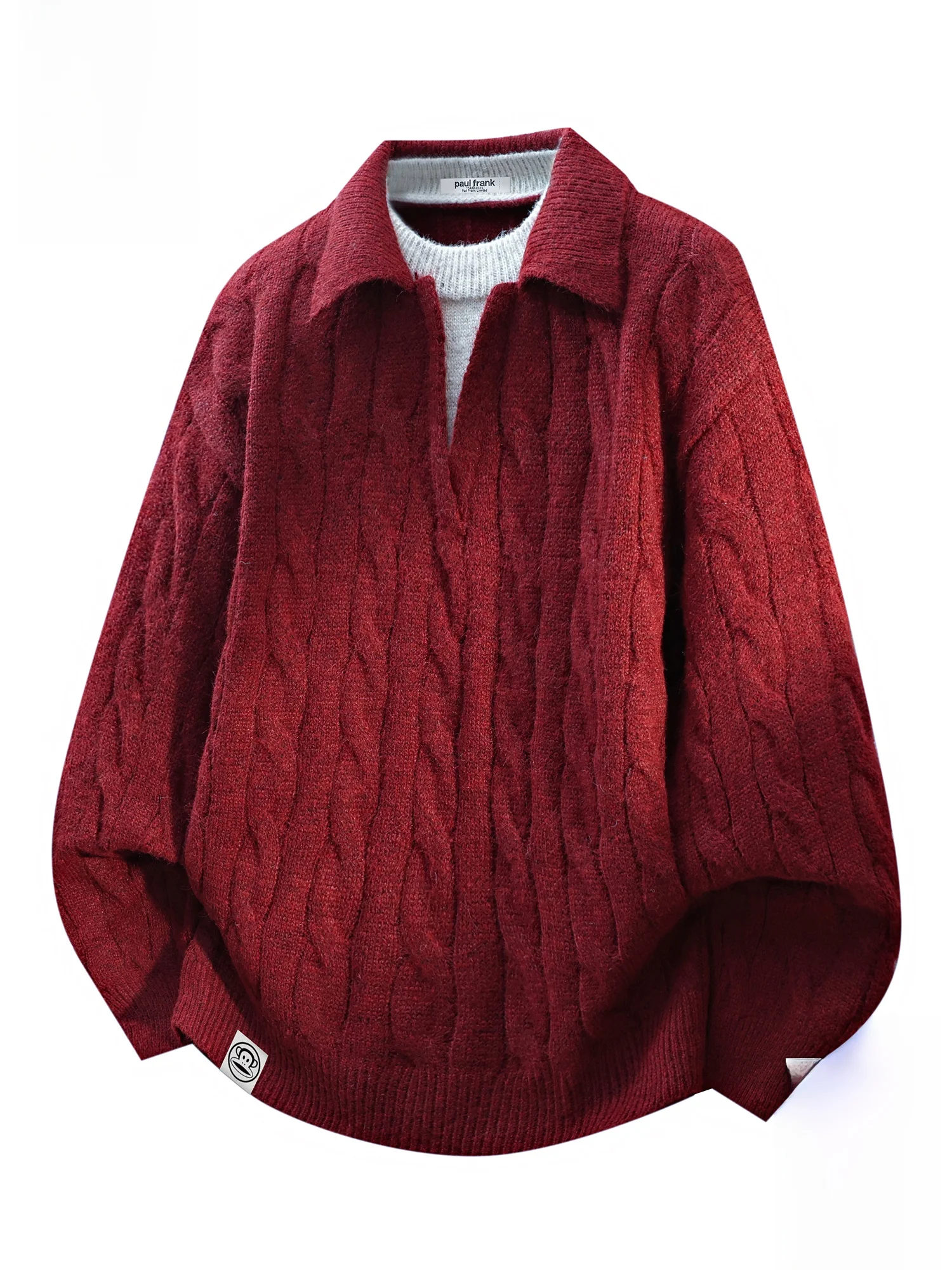 Мужской повседневный свободный вязаный свитер Paul Frank красного цвета, имитация двухслойности, весенний сезон, комфортный, из смеси полиэстера, нейлона и шерсти
Мужской повседневный свободный вязаный свитер Paul Frank красного цвета, имитация двухслойности, весенний сезон, комфортный, из смеси полиэстера, нейлона и шерсти